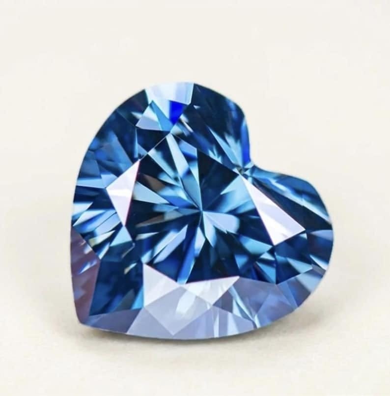 AAA 2 Ct Fancy Blue Color Heart Cut VVS1 Diamond premium Quality Gemstone 8x8MM