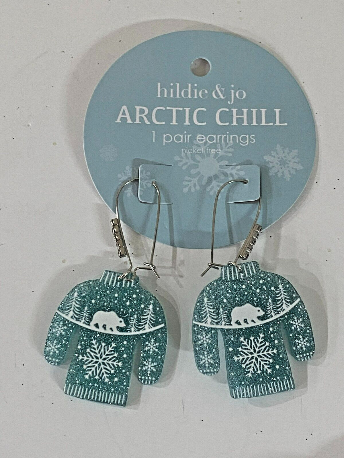 NEW HILDIE & JO ARCTIC CHILL CHRISTMAS SWEATER SPARKLY EARRINGS SHIPS FREE