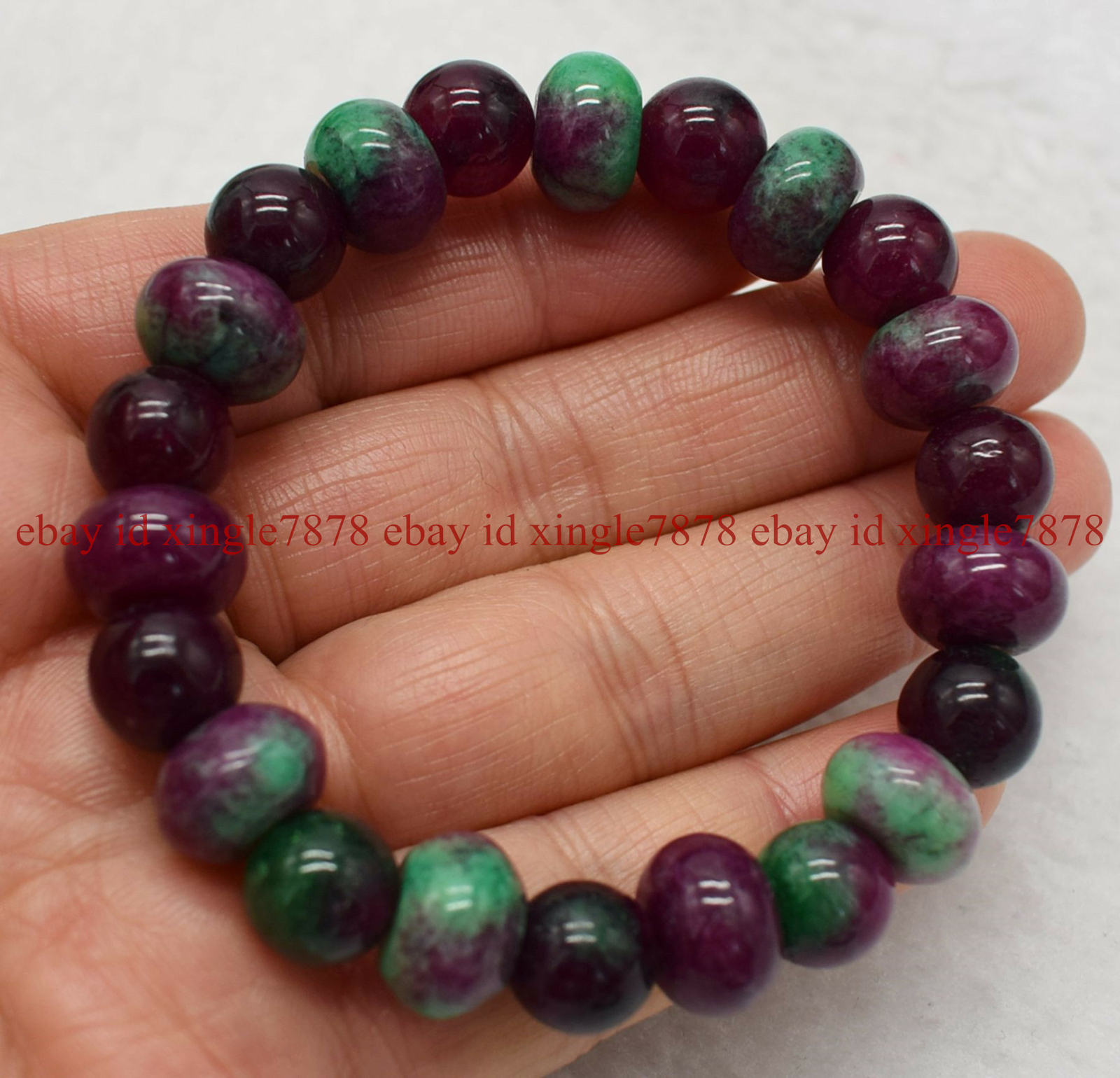 Top Natural Red Green in Epidote More Red Gemstone Bead Bracelet AAA+