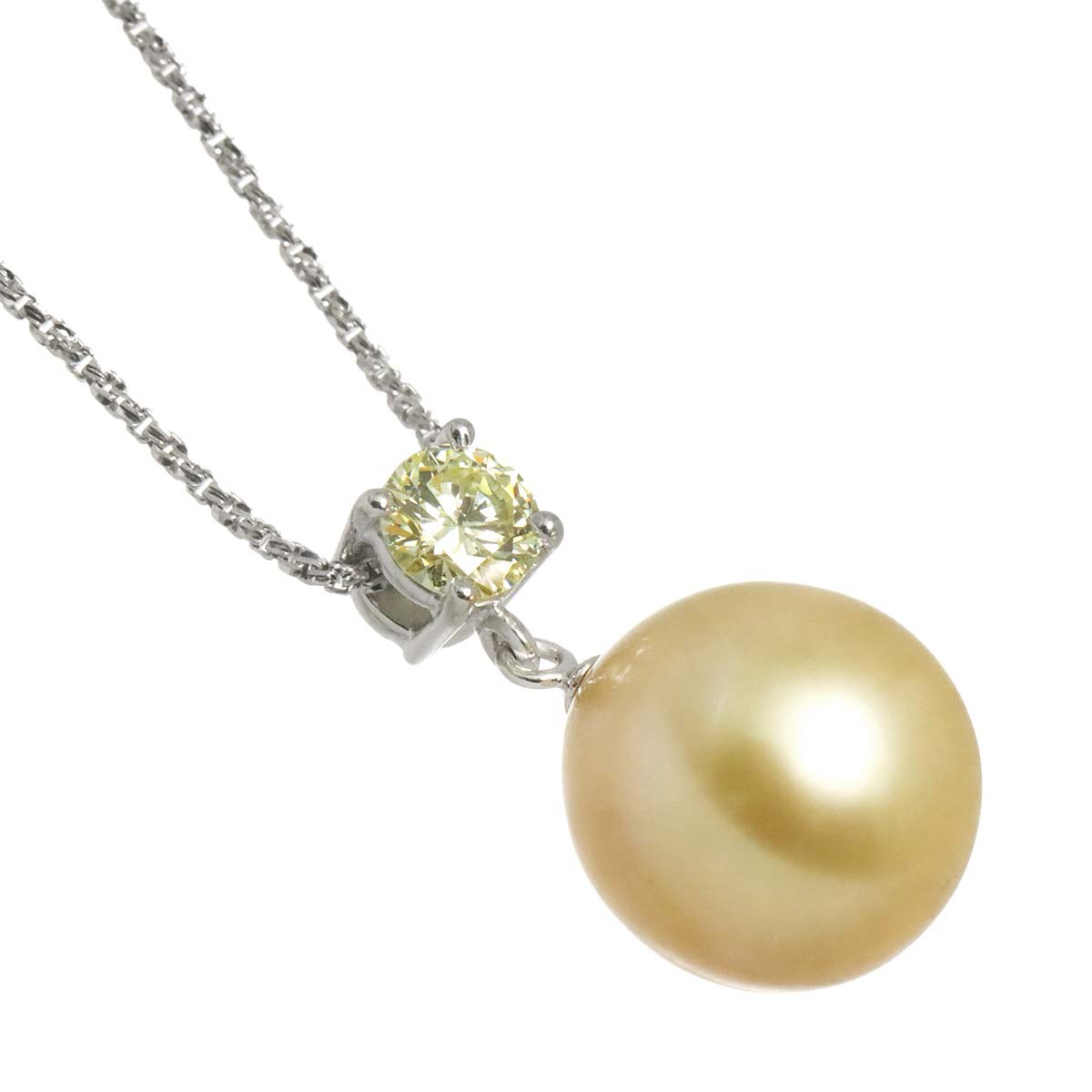 South Sea pearl 10.9mm Diamond 0.315ct Pearl Necklace 18K K18 WG 750 90316304