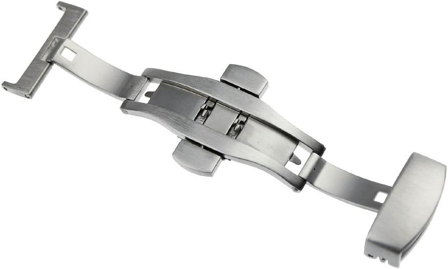 Brushed Matte Push Button Butterfly Deployment Clasp for Leather Watch Band S…