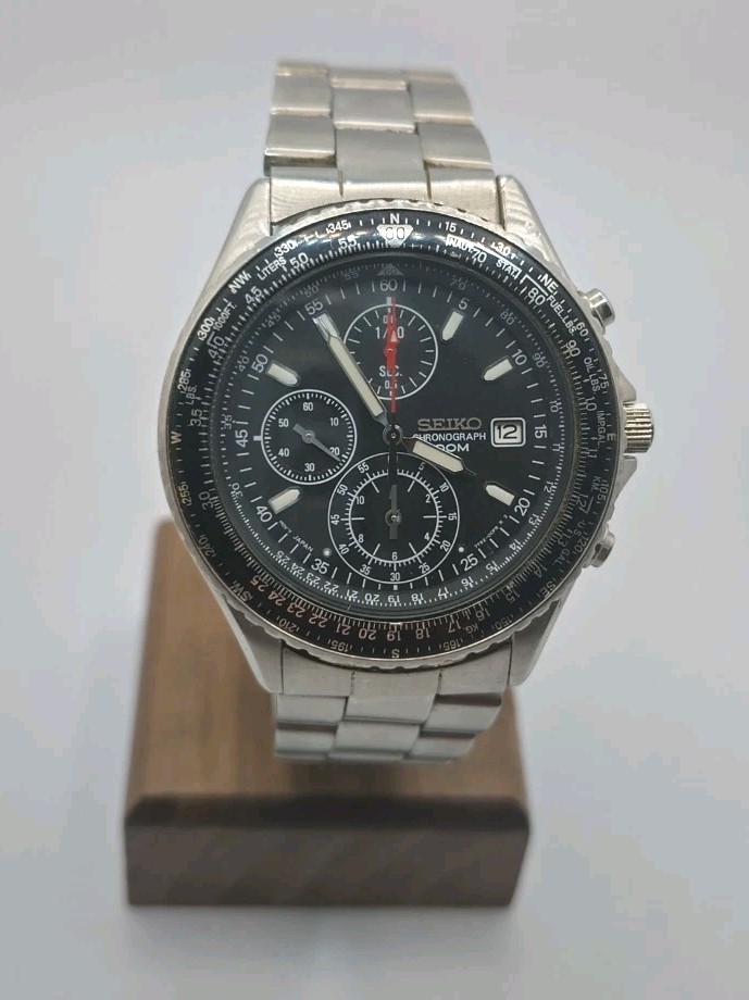 Vintage Seiko Flightmaster Pilot 7T92-0CF0 Chronograph Quartz Watch.