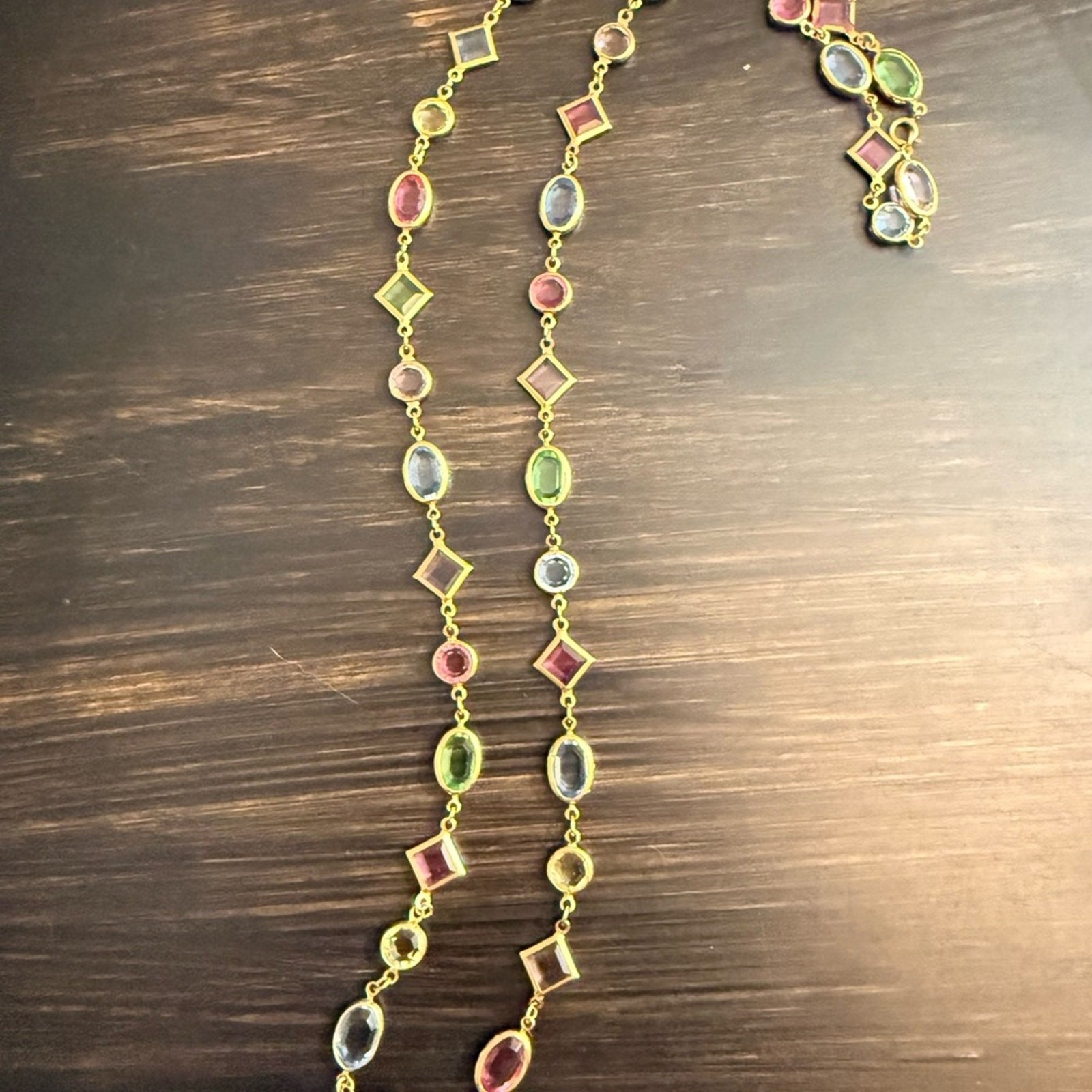 1/20 14k Gold Filled Multicolor Gemstone Necklace 14” Drop