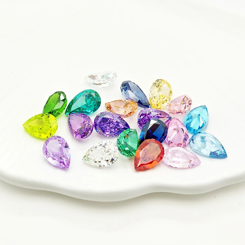 Top Colors Pear Crushed Ice Cut Cubic Zirconia 5A 10-50pcs Factory Directly Sale
