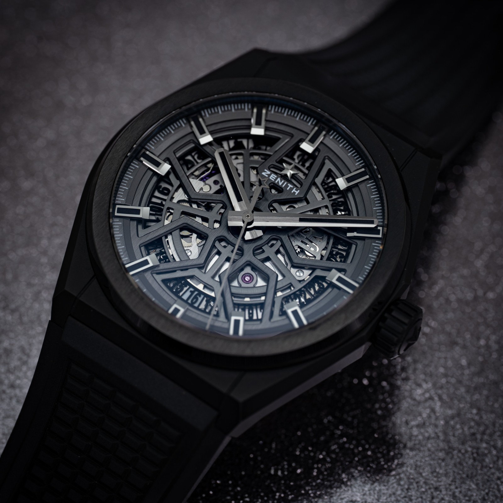 Zenith Defy Classic 41mm Black Ceramic Skeleton Rubber Strap Complete 2022