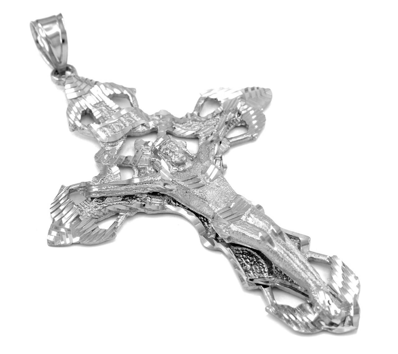 Solid Silver Extra Large Cross INRI Crucifix Pendant