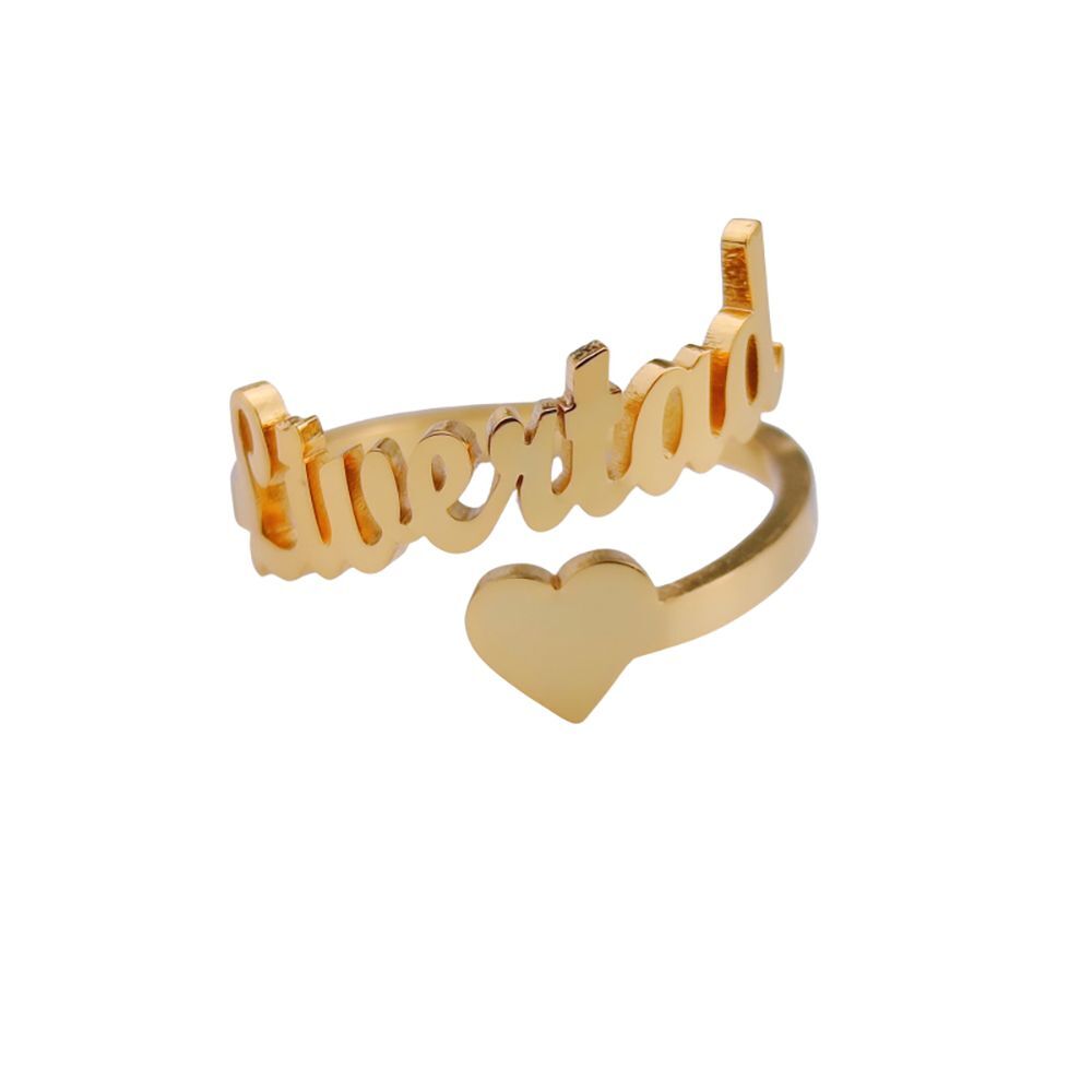 Personalized Name Ring Custom Engraved Stainless Steel Adjustable Band Gift