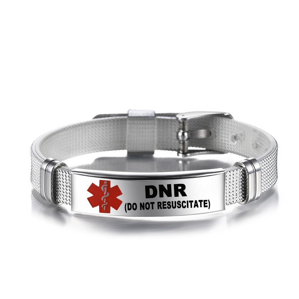 Medical ID Bracelet Stainless Steel Snake Bracelet Silver Emergency Wristband