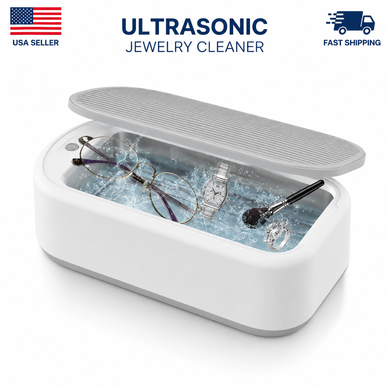 Ultrasonic Jewelry Cleaner Portable Ring Cleaner Machine for Glasses Watches USB