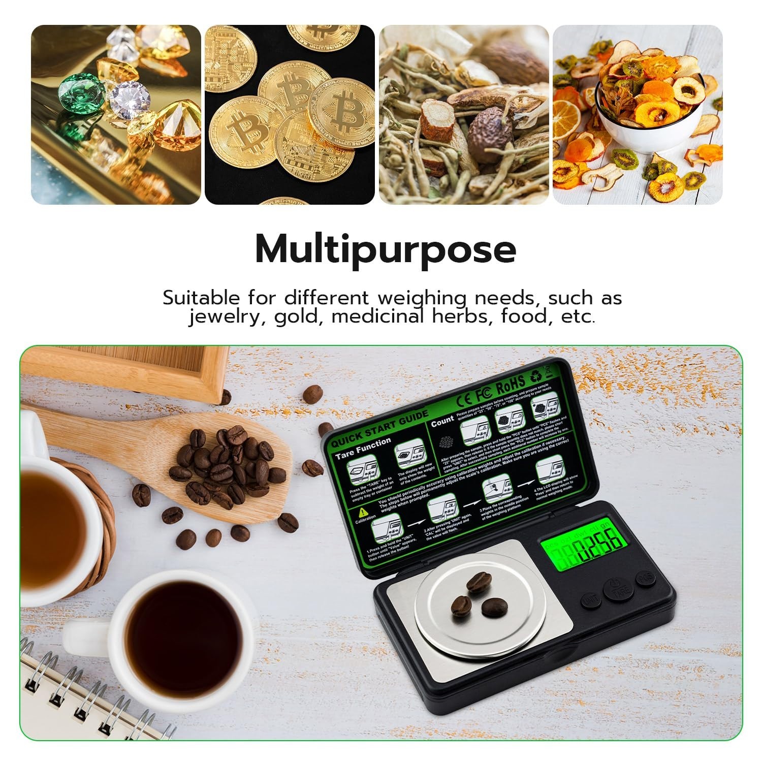 Mini Milligram Scale, 50G/0.001G Portable Jewelry Scale, Digital High Precision