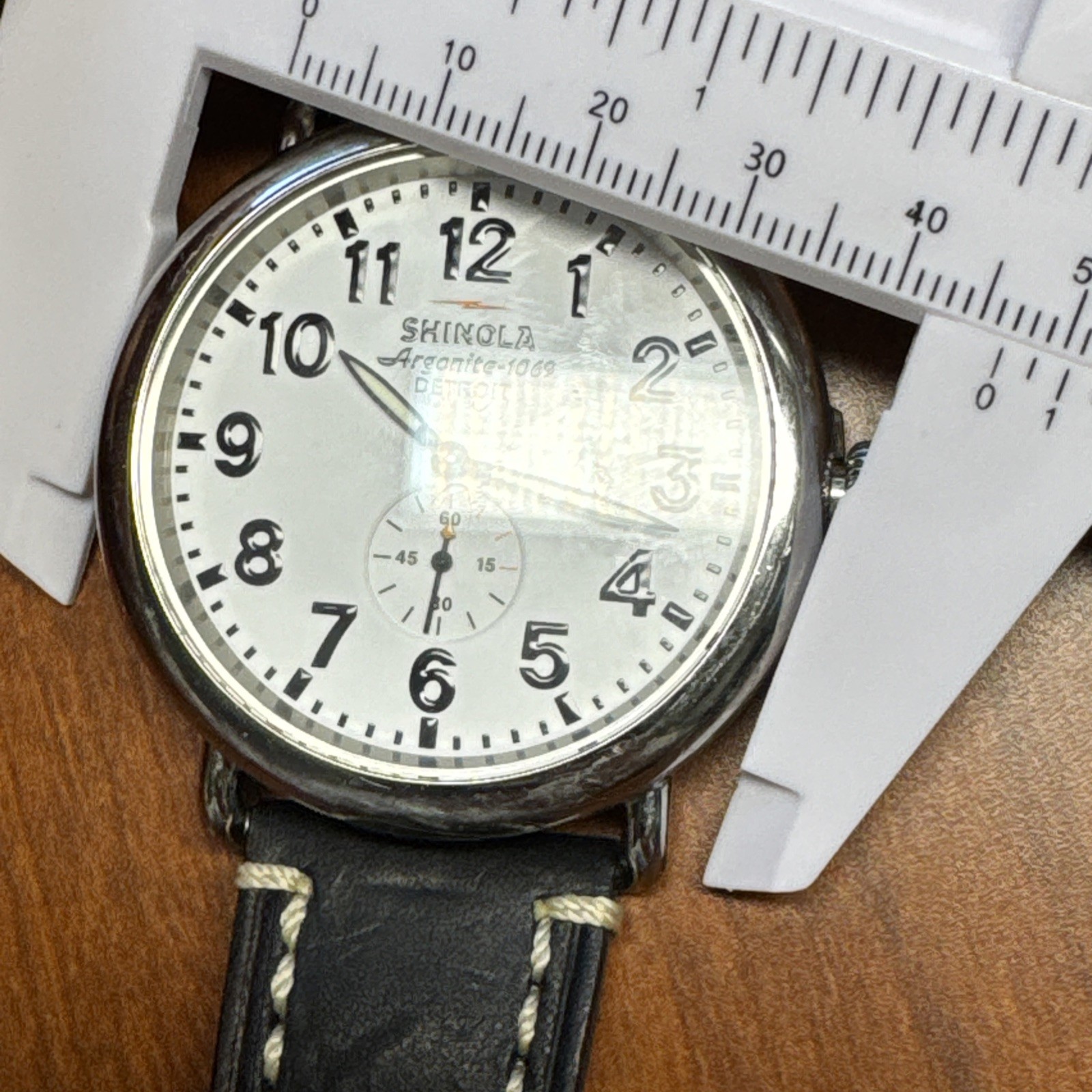 Shinola Argonite 1069 Runwell Stainless Steel 47mm Watch BLack Leather NEW BAT