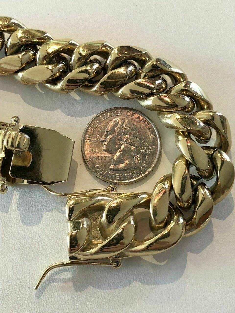 18mm Men’s Miami Cuban Link Bracelet 14k Gold Plated Stainless Steel 150 Grams