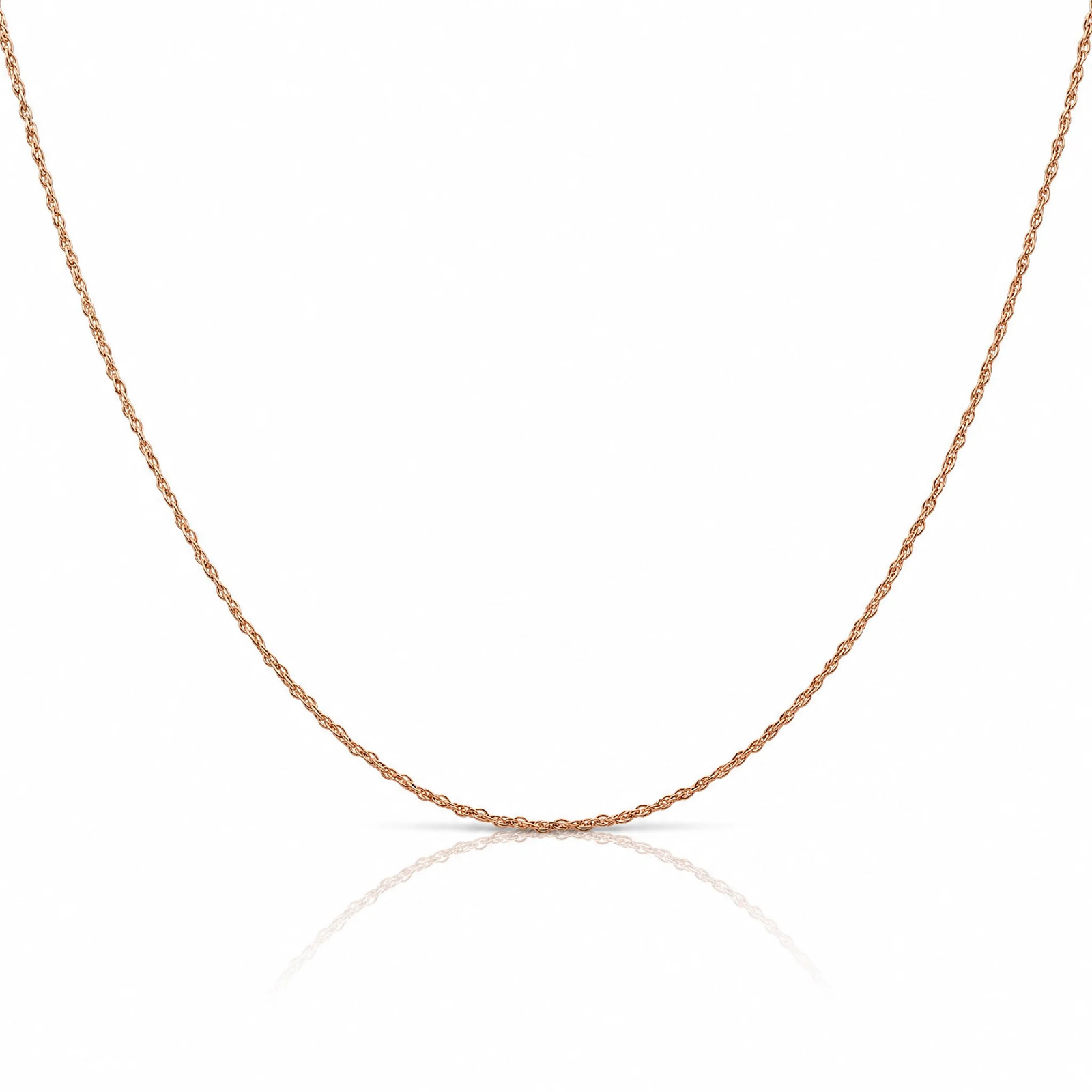 10K Rose Gold .7 Mm Carded Cable Rope Chain Necklace 16″-24″