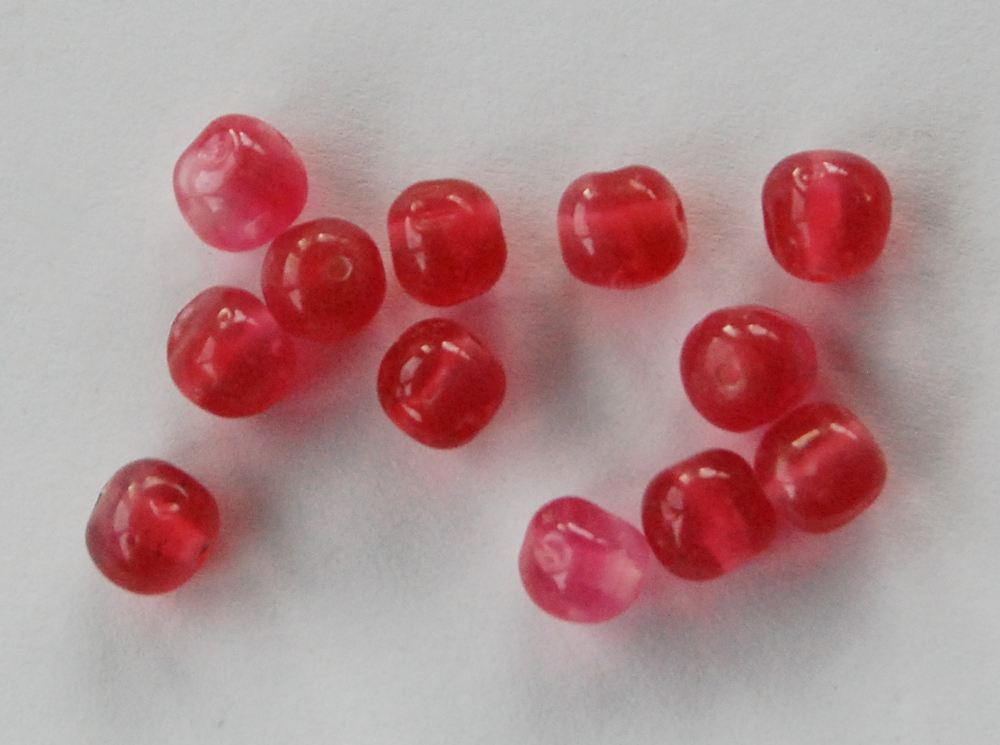 VINTAGE 12 DARK PINK BAROQUE GLASS BEAD BEADS 8mm DEAD STOCK JAPAN