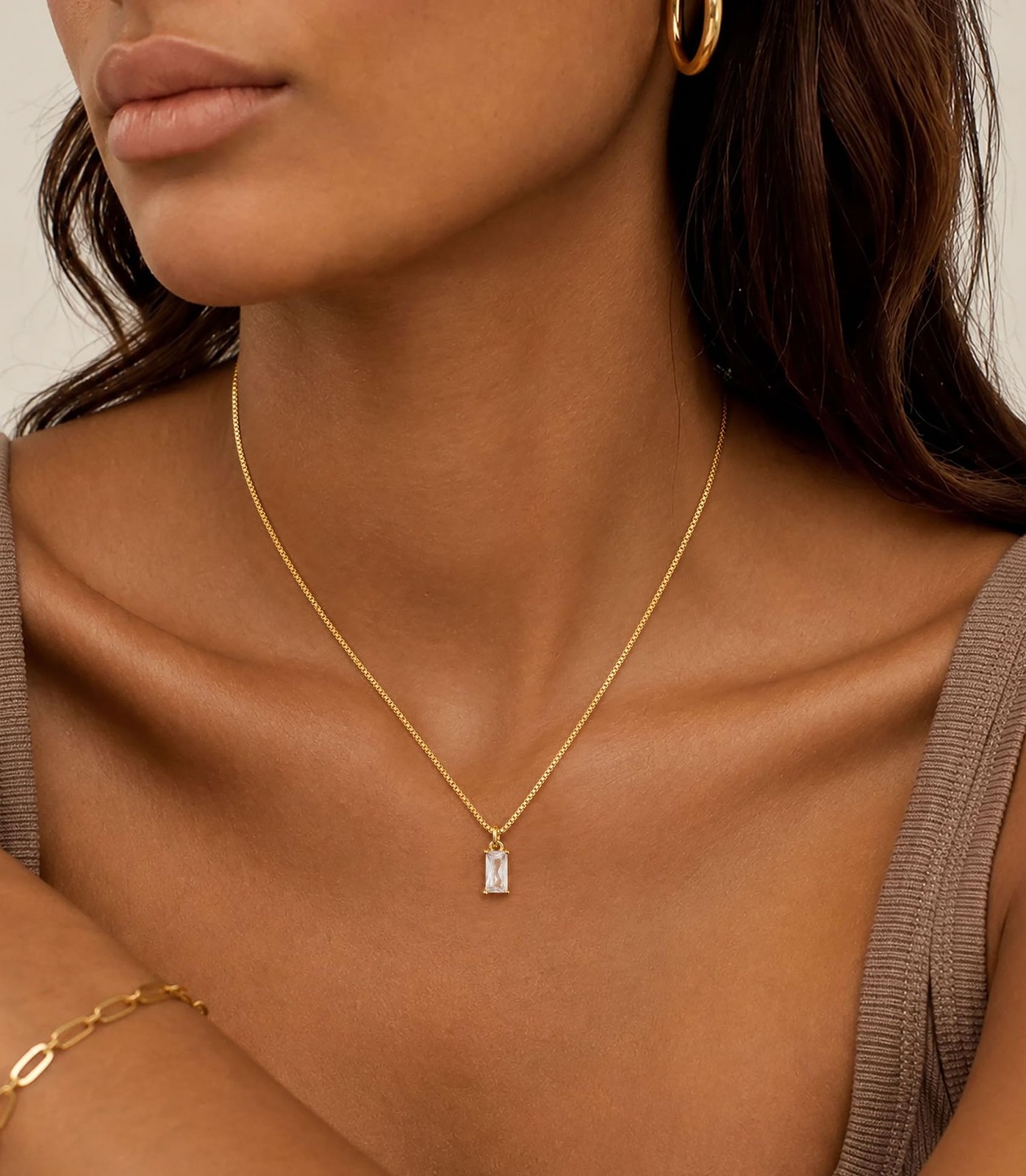 FUNEIA April Necklaces for Women Gold 40 cm (length), 04. April(Diamond)