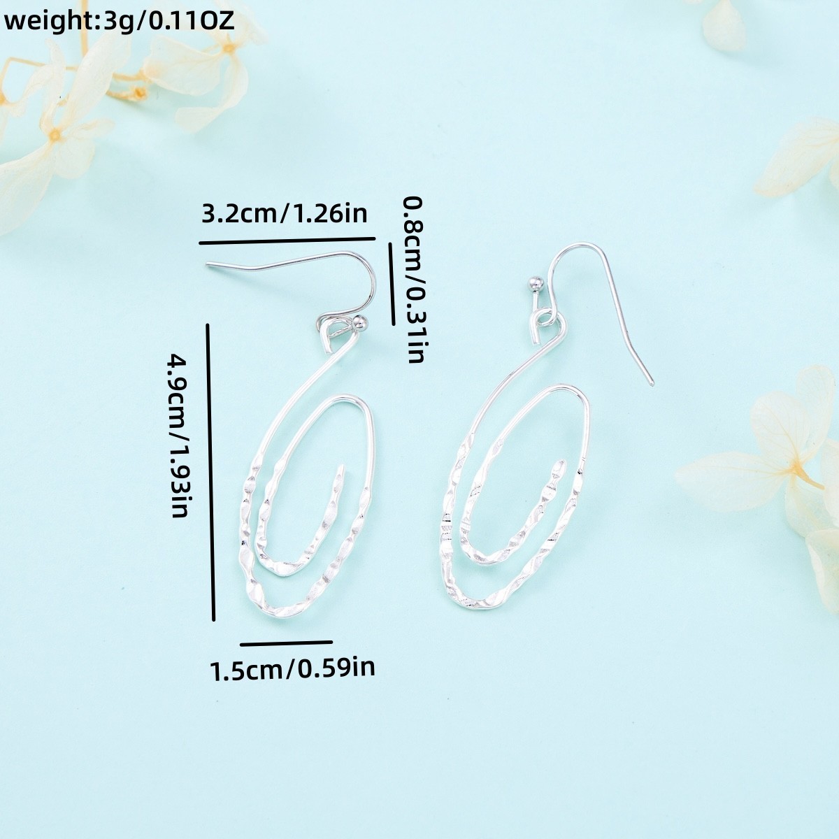 Fashion Silver Plated Alloy Simple Hammer Pattern Long Hook Dangle Earrings