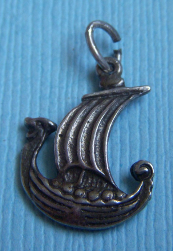 Vintage Viking ship silver charm