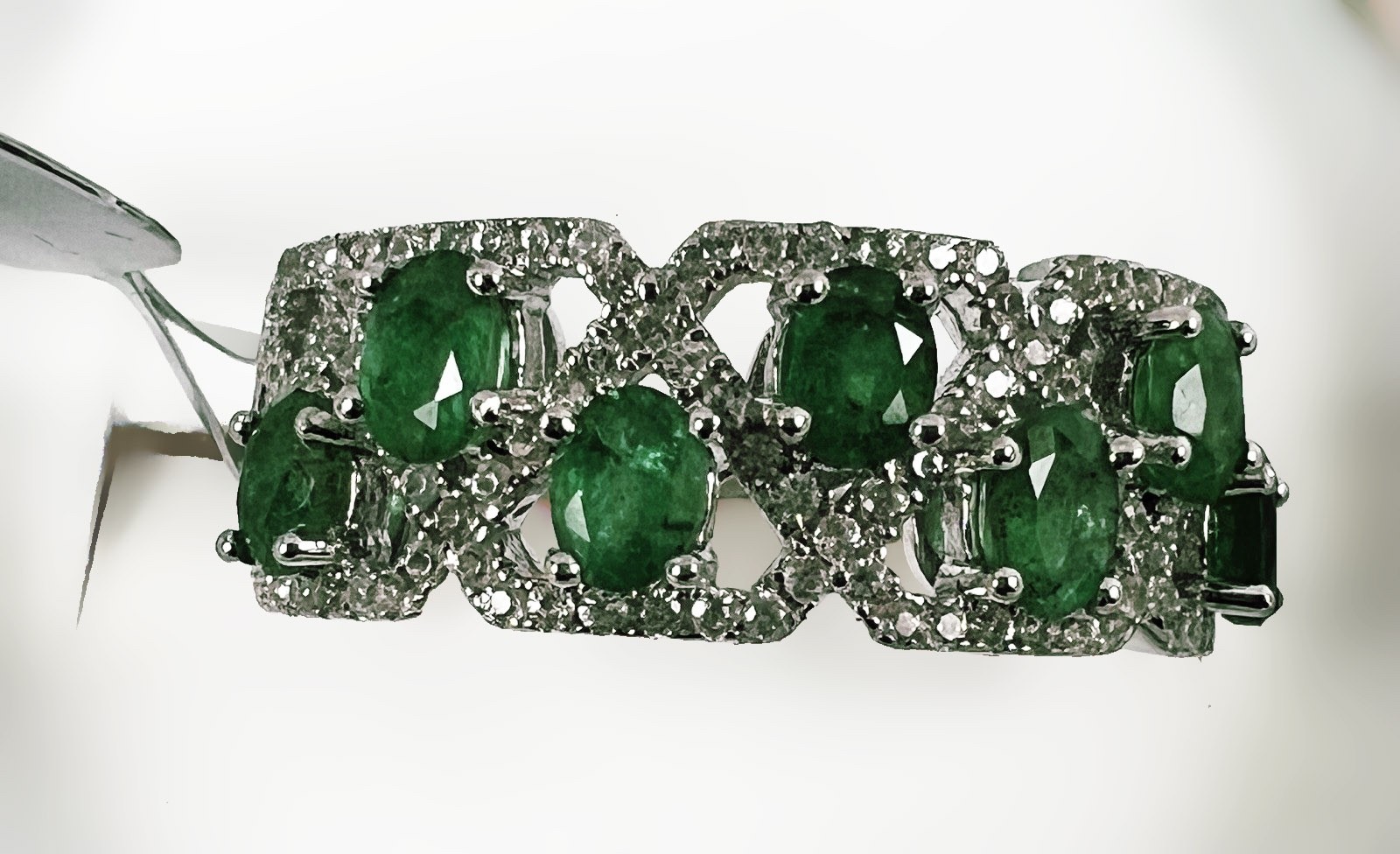 Natural Emerald 1.2ct Cluster Band Ring S925 Size 7.5 2nd Day Air Fast Shipping