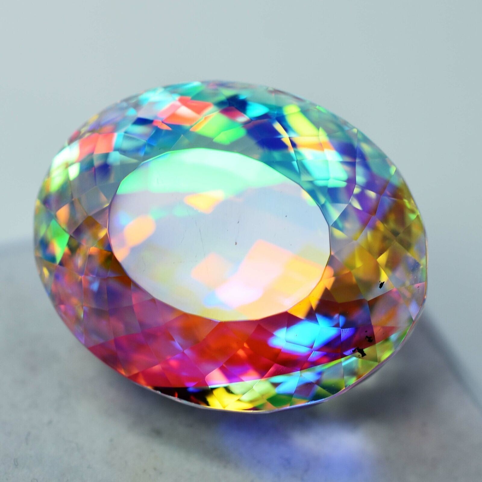 50.5 CT+ Rainbow Color Oval Cut Natural Mystic Topaz Loose Certified Gemstone