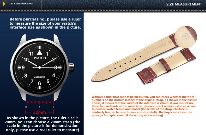 Thicked Leather Watch Band Thick Round Ring Buckle One Pass Strap 18/20/22/24mm