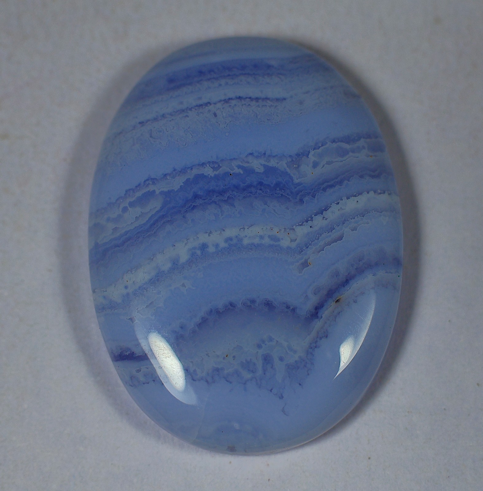 28 Ct 5X21X28 mm Natural Blue Lace Agate Oval Cabochon Gemstone KT-328