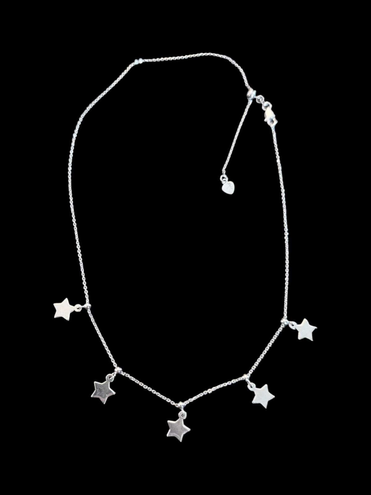 925 Sterling Rhodium Plated Adjustable Slider Celestial Star 15.5″ Choker
