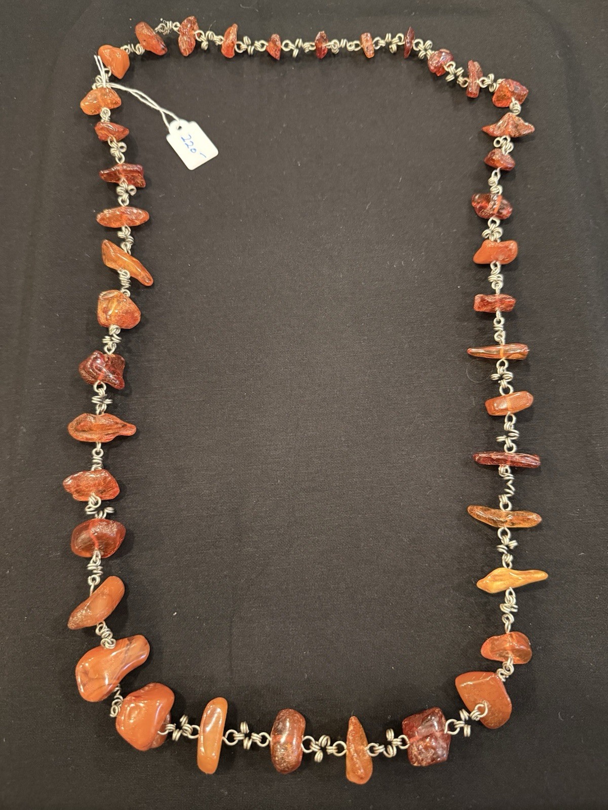 Vintage Genuine Amber Nugget Necklace Large Freeform Beads Honey Cognac 62g