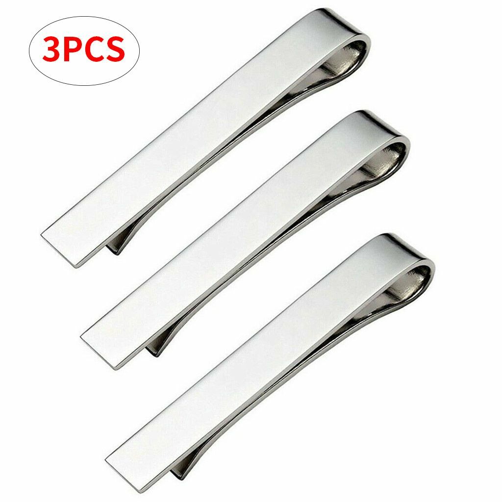 Mens Stainless Steel Tie Clip Necktie Bar Clasp Clamp Pin Gold Black Silver USA
