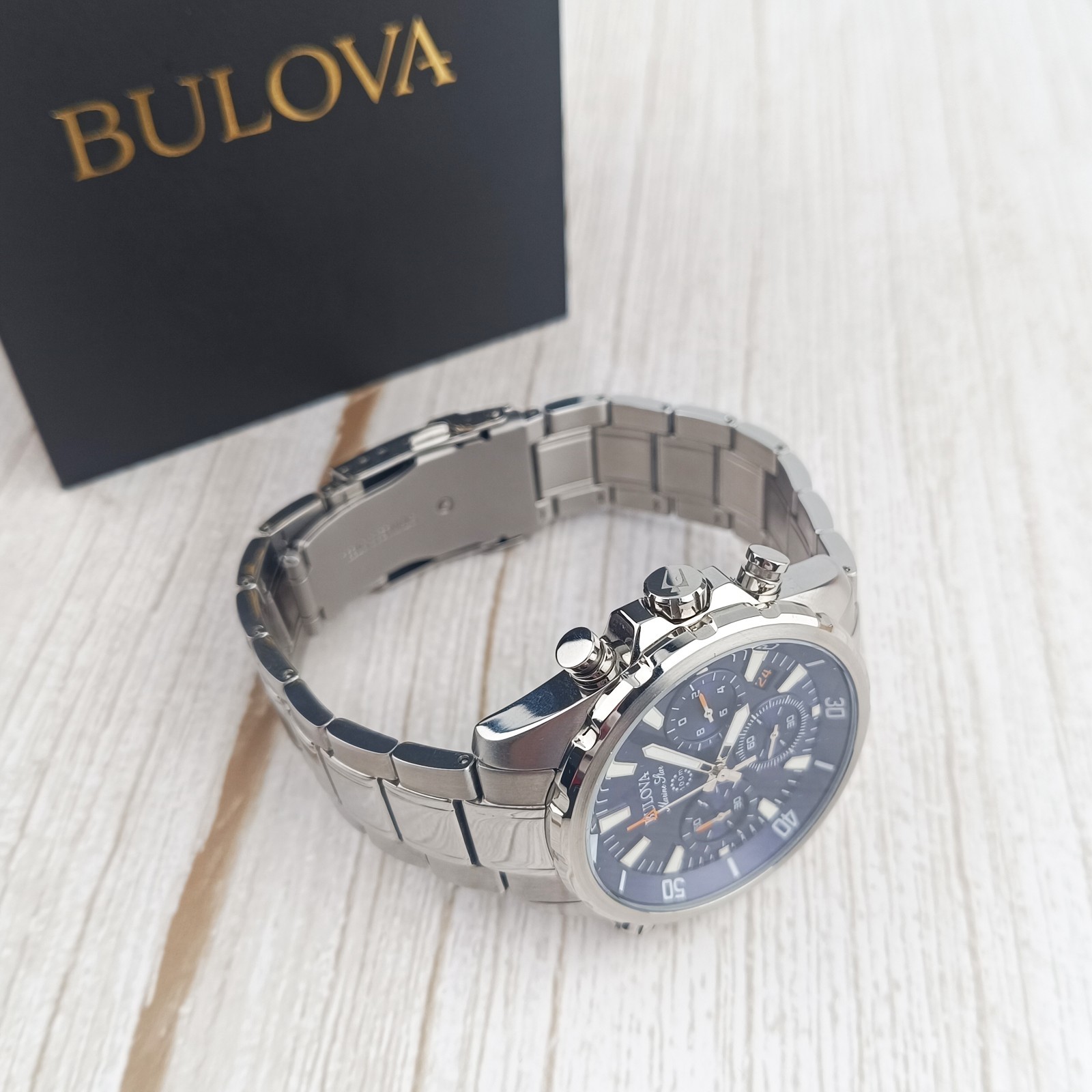 Bulova Marine Star Blue Dial Men Quartz Chronograph 96B256 Watch 43mm