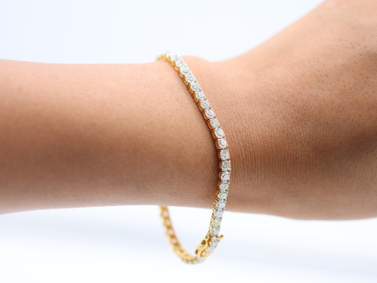 Round Natural Diamond High Quality Tennis Bracelet For Grandmother 14k Gold