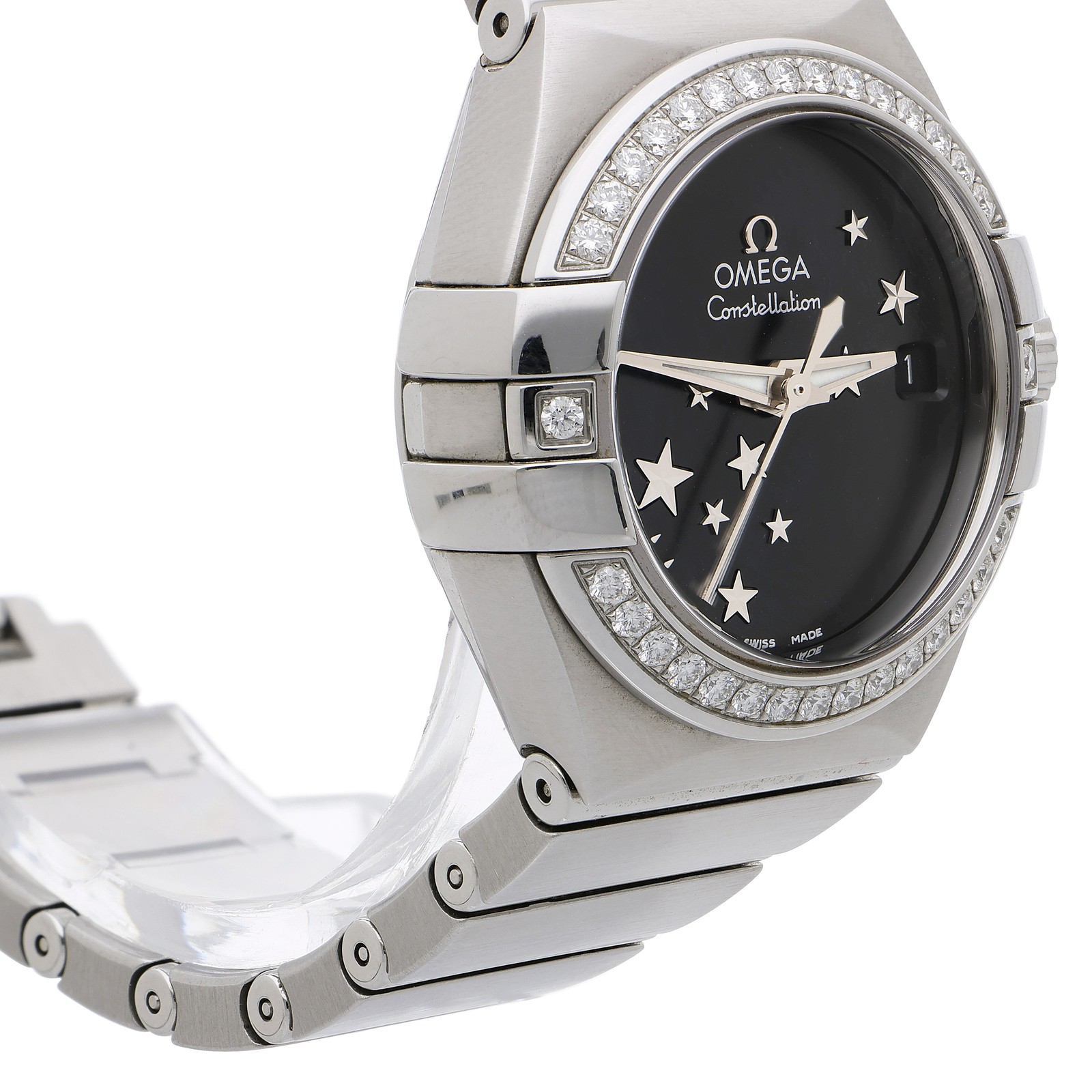 Omega Constellation 27mm Diamond Bezel Black Star Dial Steel Watch 2022 Full Set
