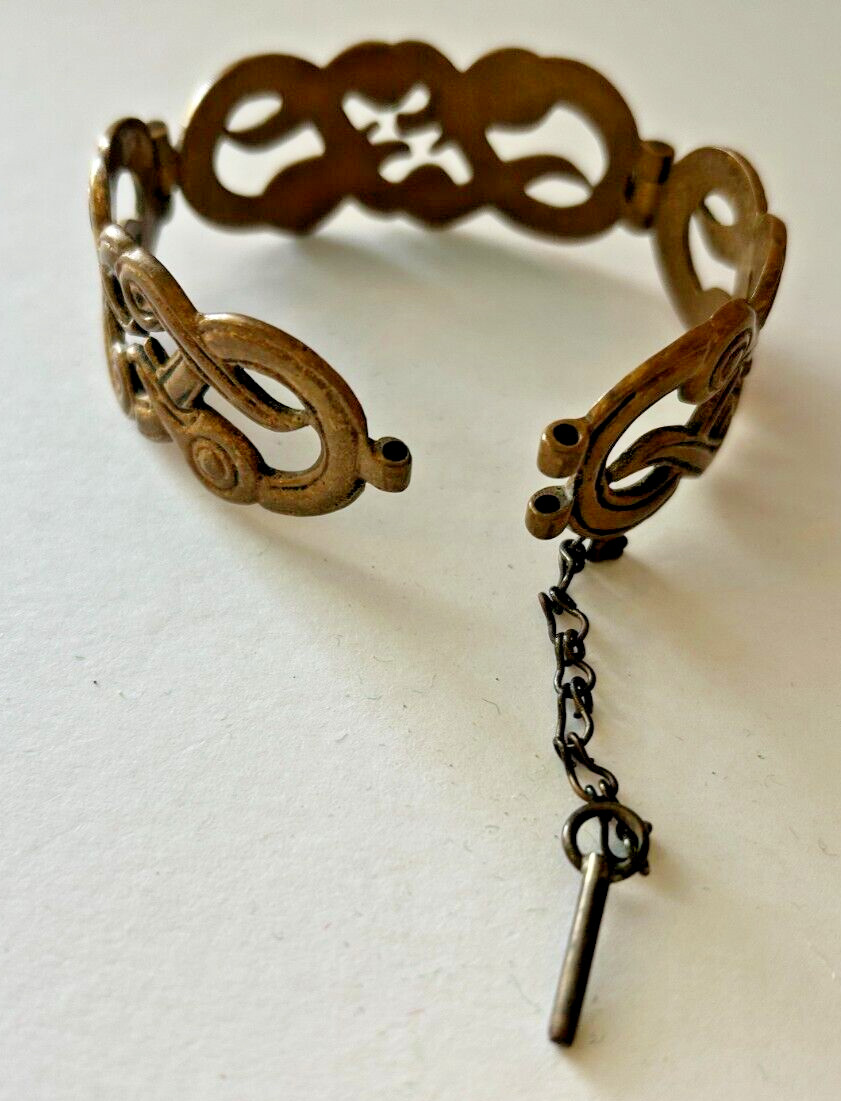1970s Bronze Hinged Bangle Bracelet from Finland Repro of Mythological Iku-Turso
