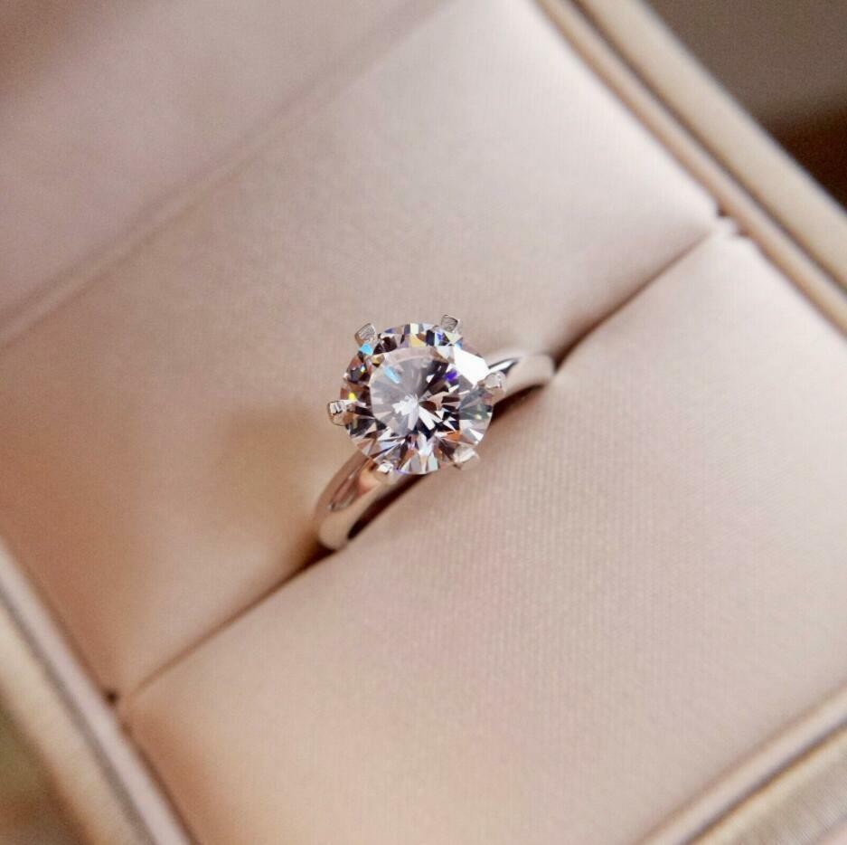 925 Sterling Silver 2CT Carbon Gem Wedding Engagement Ring R168 High Quality