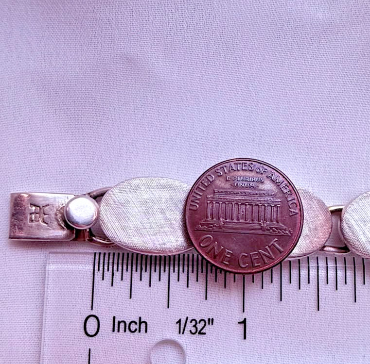 Vintage Belgiorno 900 Silver Modernist Oval Link Bracelet 1970s Argentina 7.25in