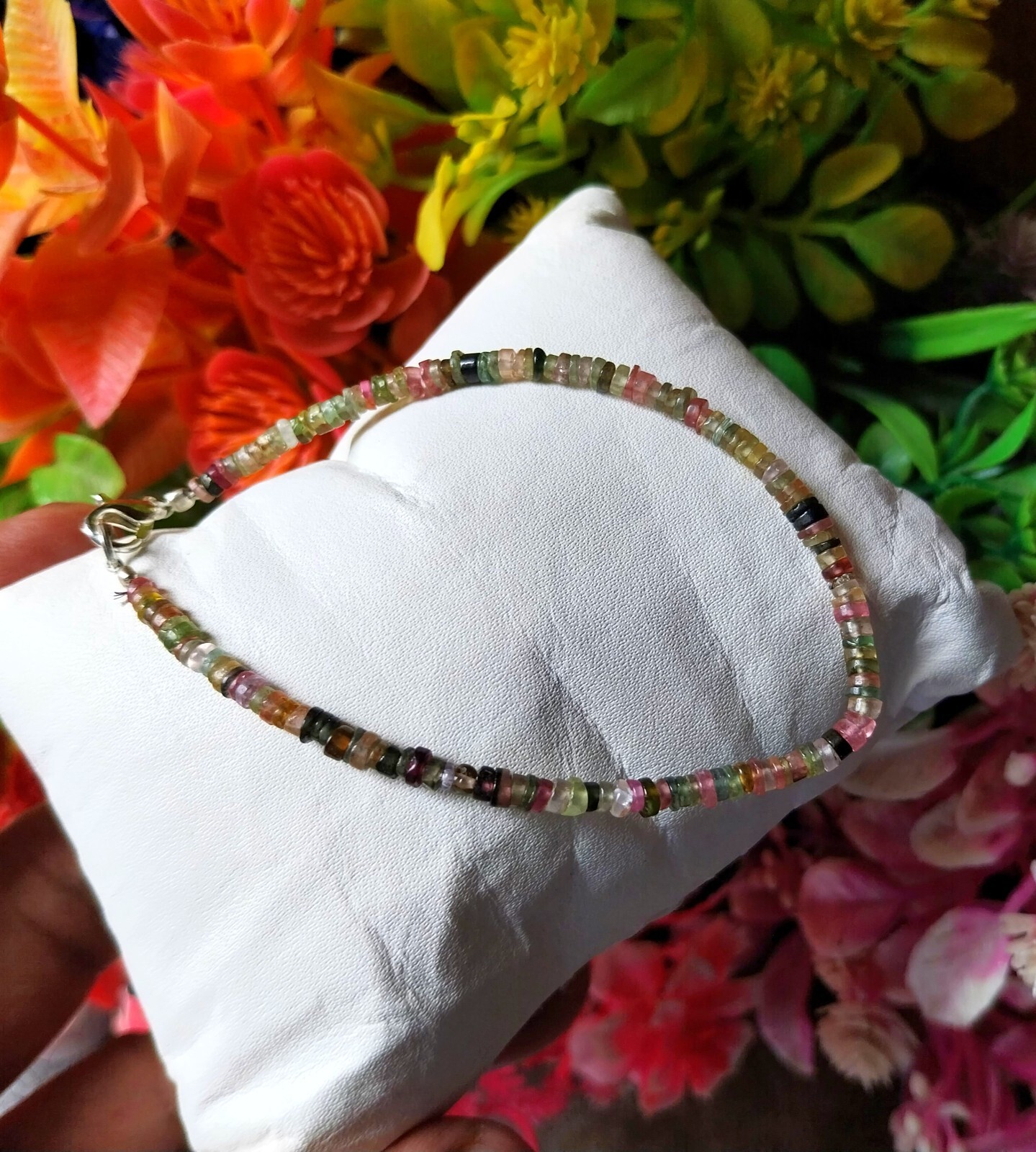 17 Carat Natural Multi Color Tourmaline Bracelet 7 Inch Hand for girls bracelet