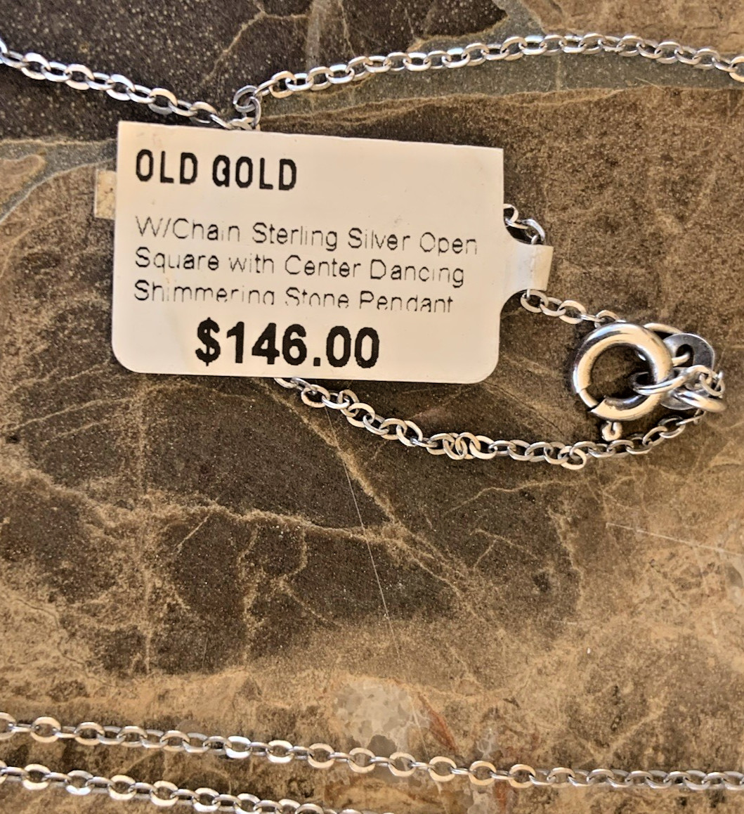 Gabriel & Co * Sterling Silver * Open Square w/Dancing Center CZ Stone Necklace