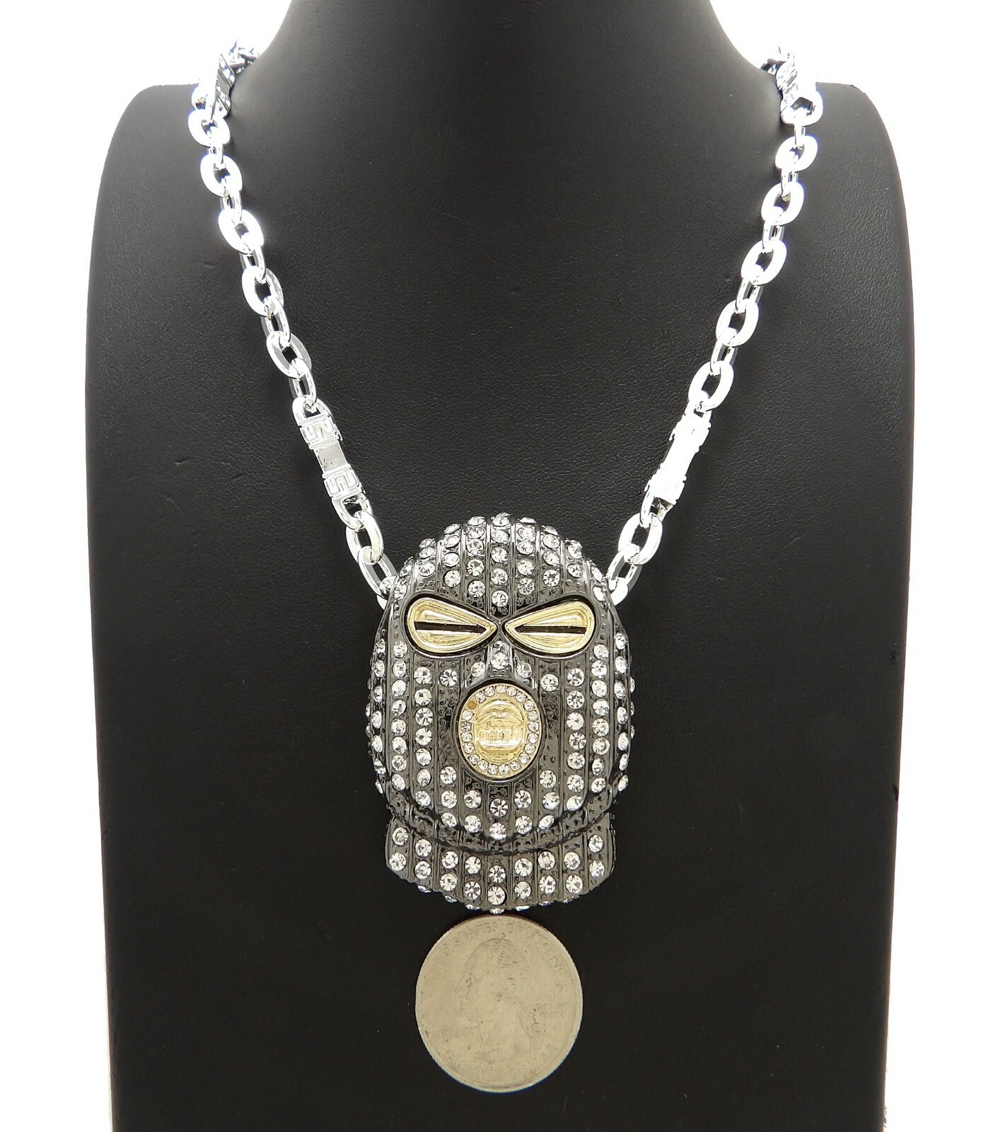 New Iced Goon Mask Pendant 6mm/30″ Link Chain Hip Hop Necklace RC4018HES