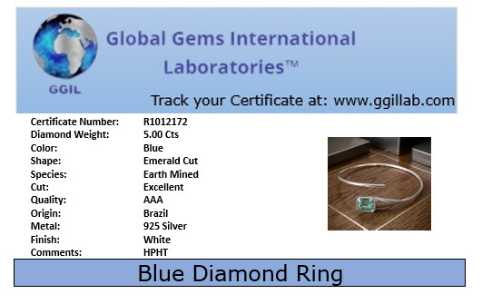 5 Ct Certified Blue Diamonds Bangle Bracelet-Great Shine, FREE Tariffs & Studs.