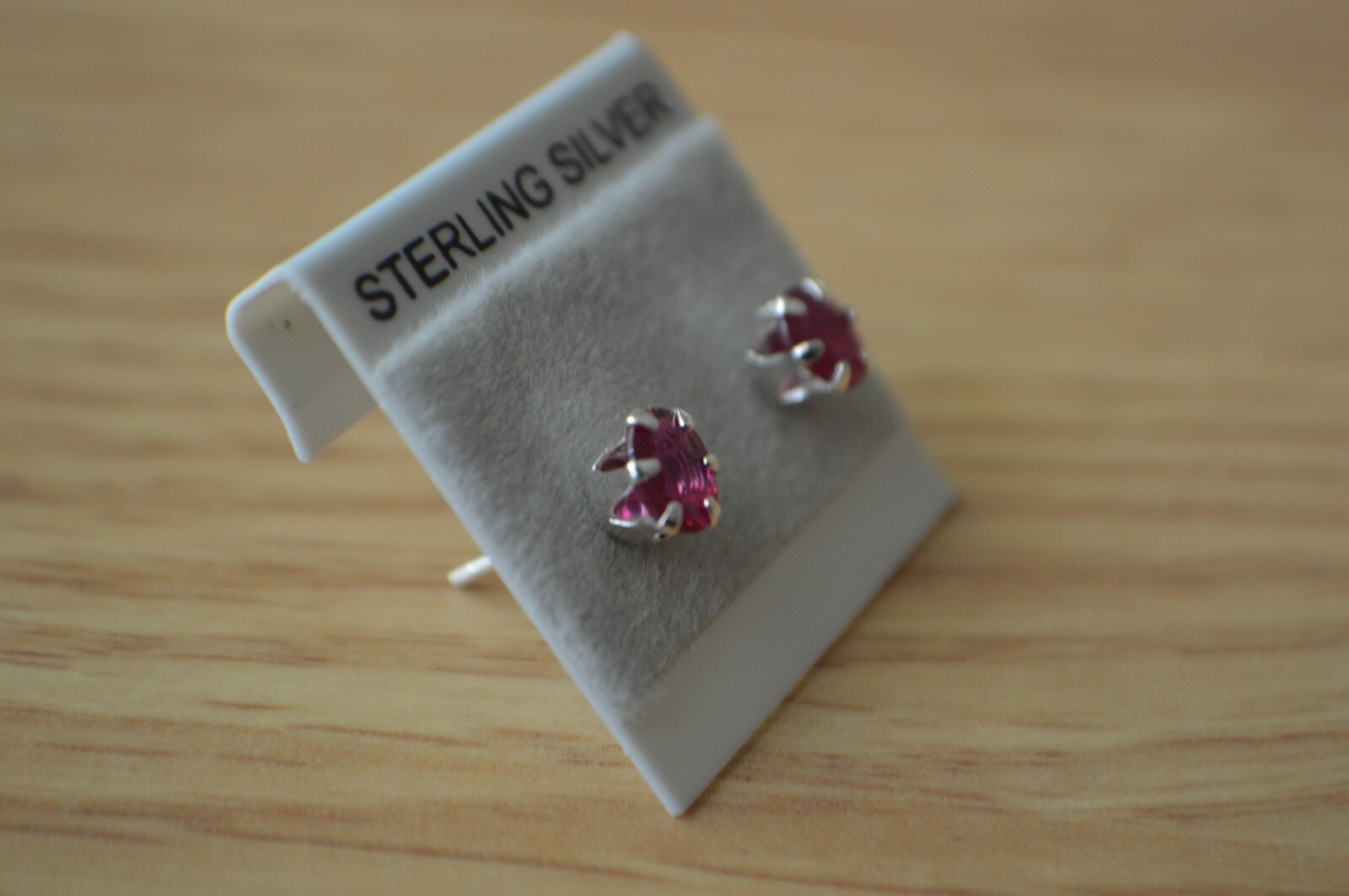 0.82ct Madagascar Cherry Ruby Solitaire Earrings Sterling Silver 5x4mm Heat Only