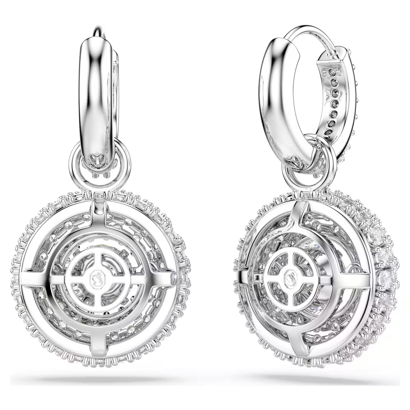 Swarovski Zirconia Sublima Drop Earrings Round Cut White, Rhodium Plated 5738193