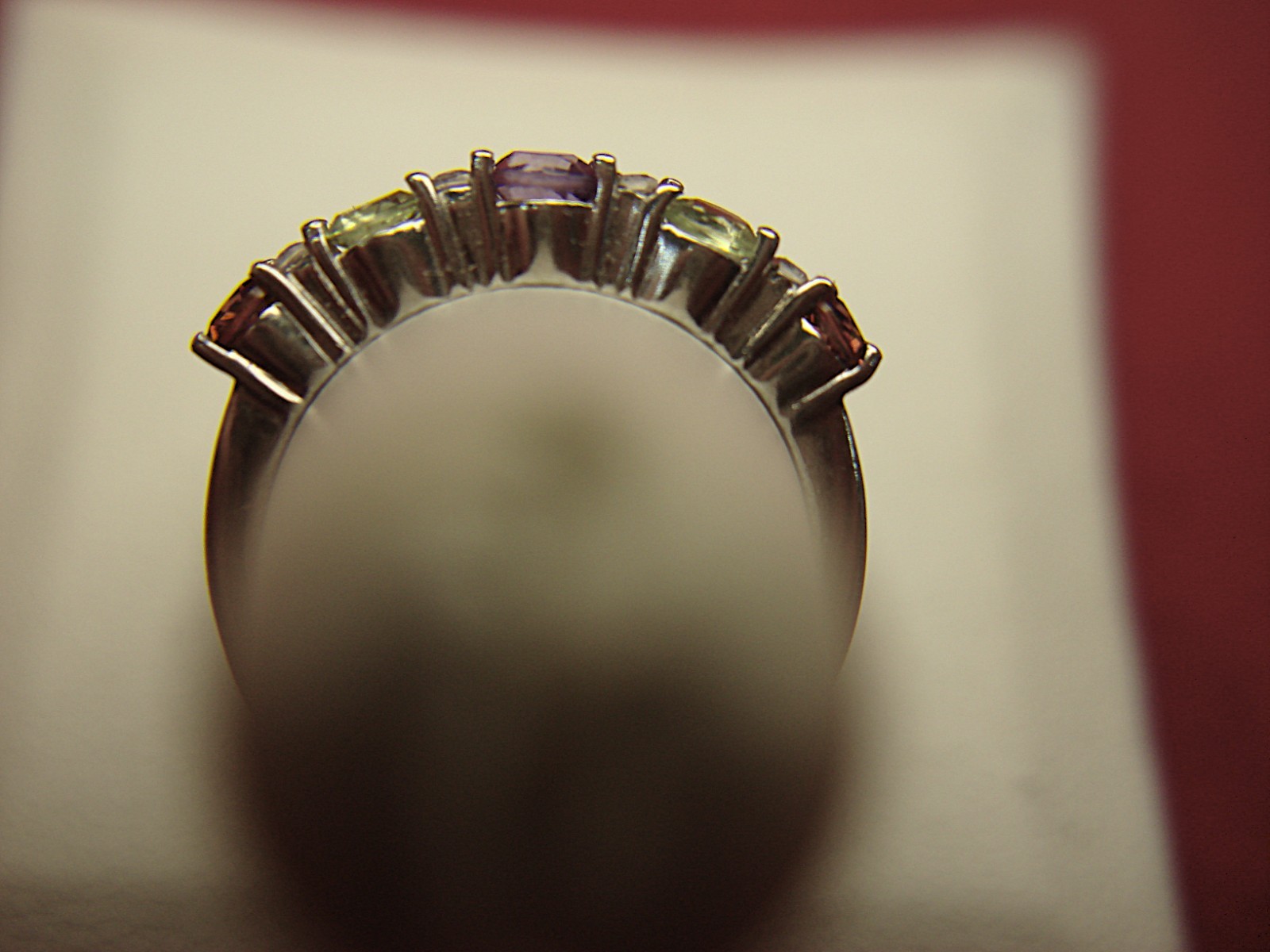 STERLING SILVER GEMSTONE RING – 3 DIFF. STONES – SIZE 7 – NICE