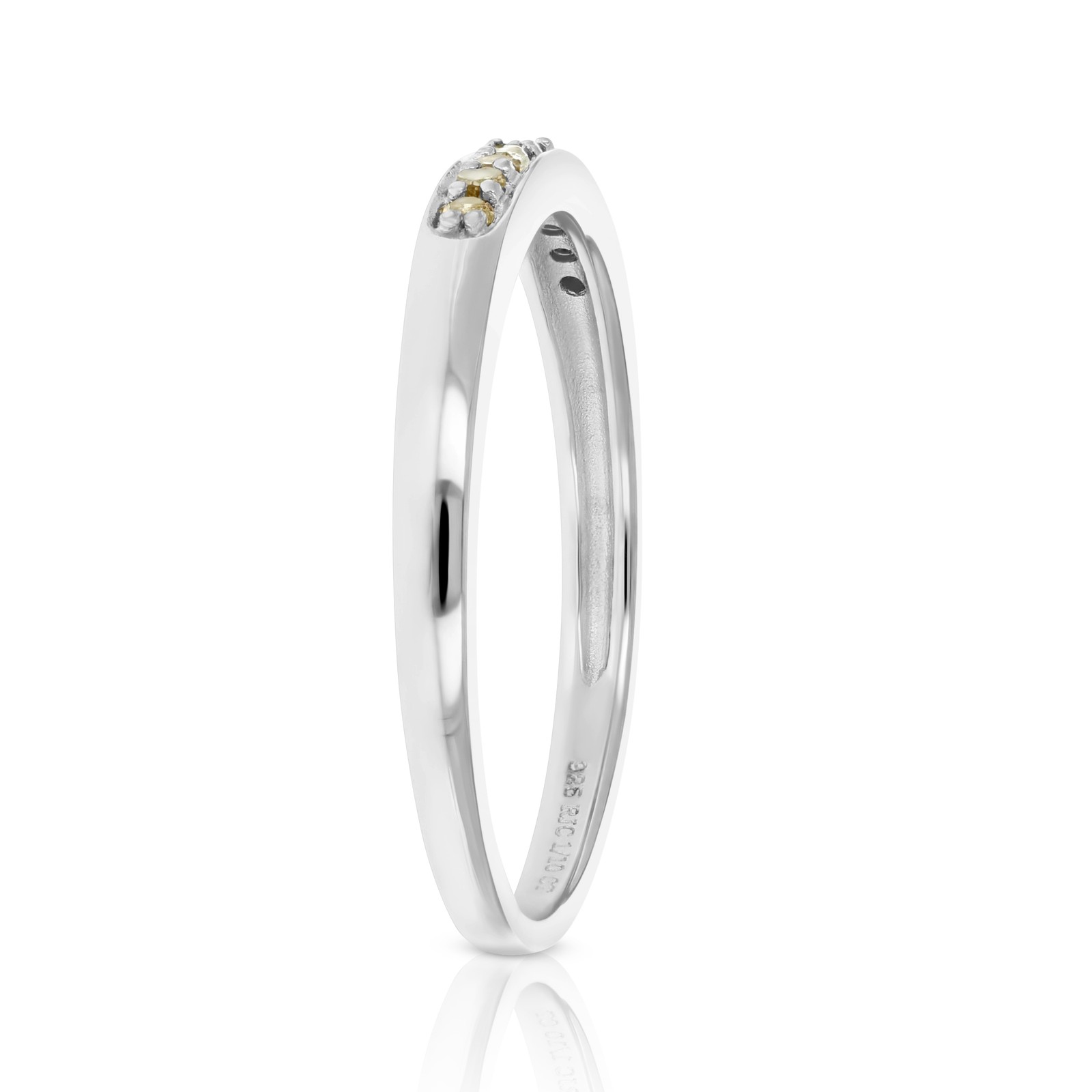 1/10 cttw Prong Set Champagne Diamond Ring .925 Sterling Silver (Sizes 5 to 10)