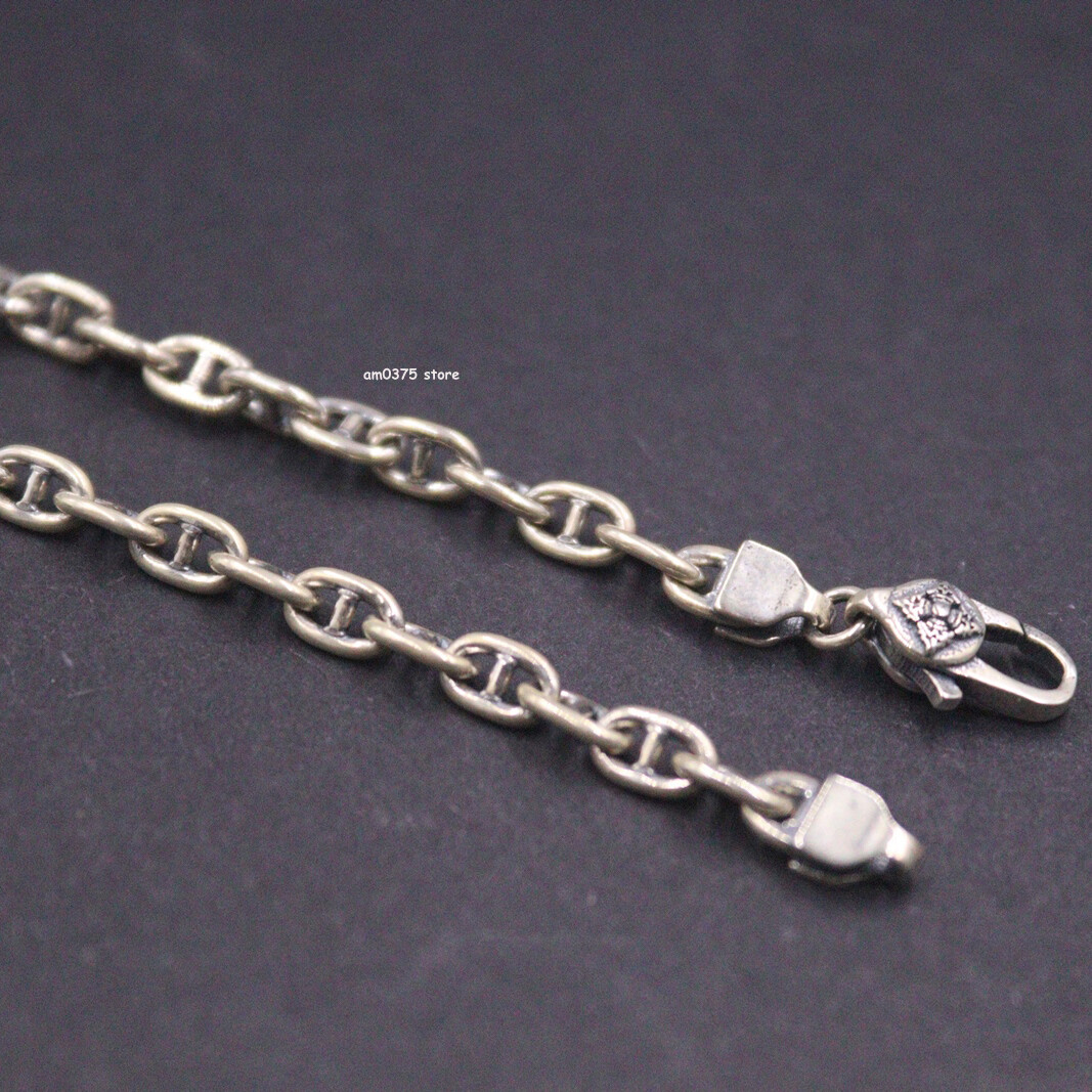 Pure S925 Sterling Silver Necklace Women Men 3.5mm Anchor Chain 22inch /16-17g