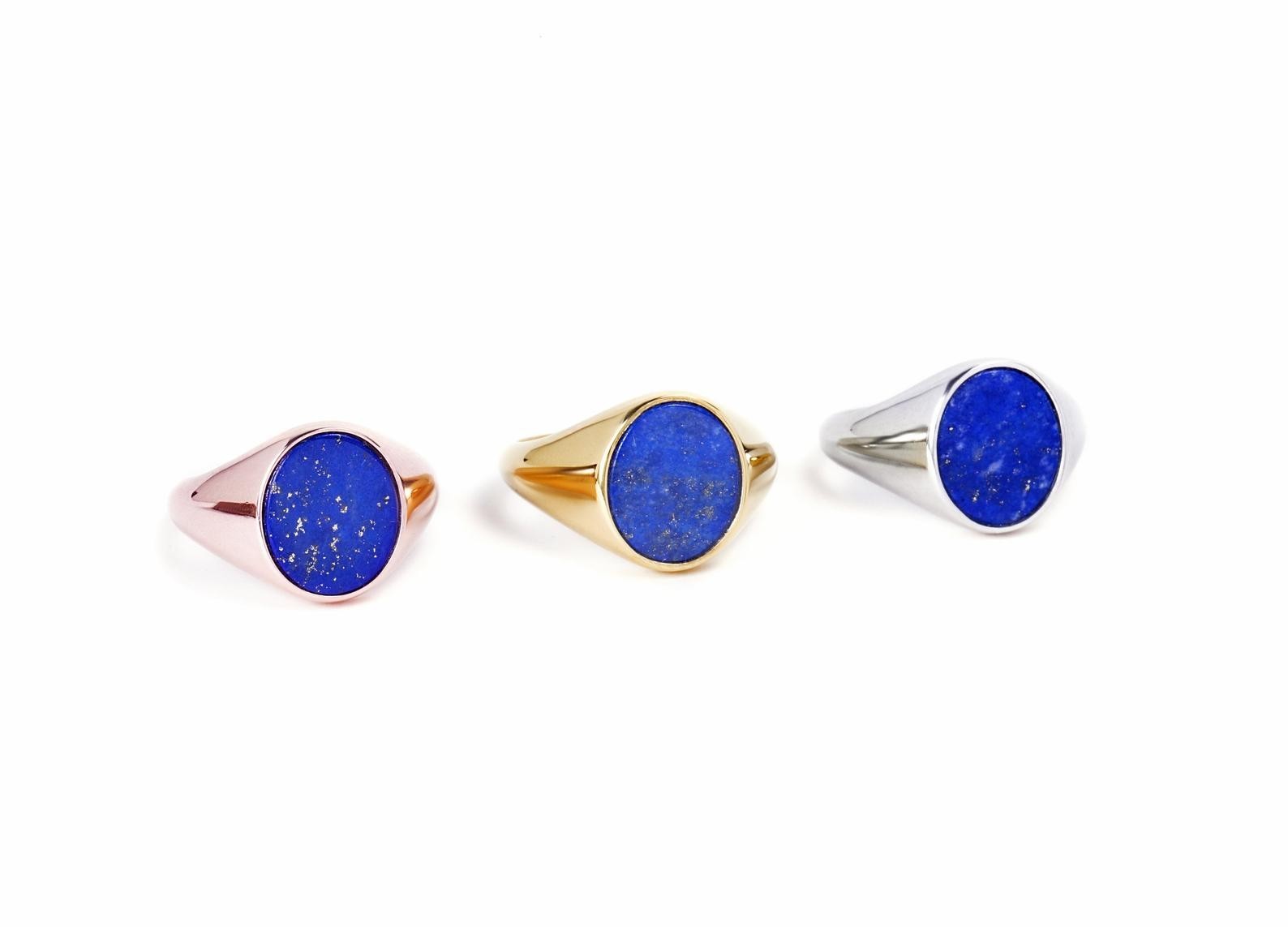 Solid 925 Sterling Silver Natural Flat Lapis Lazuli Gemstone Men’s Unisex Ring