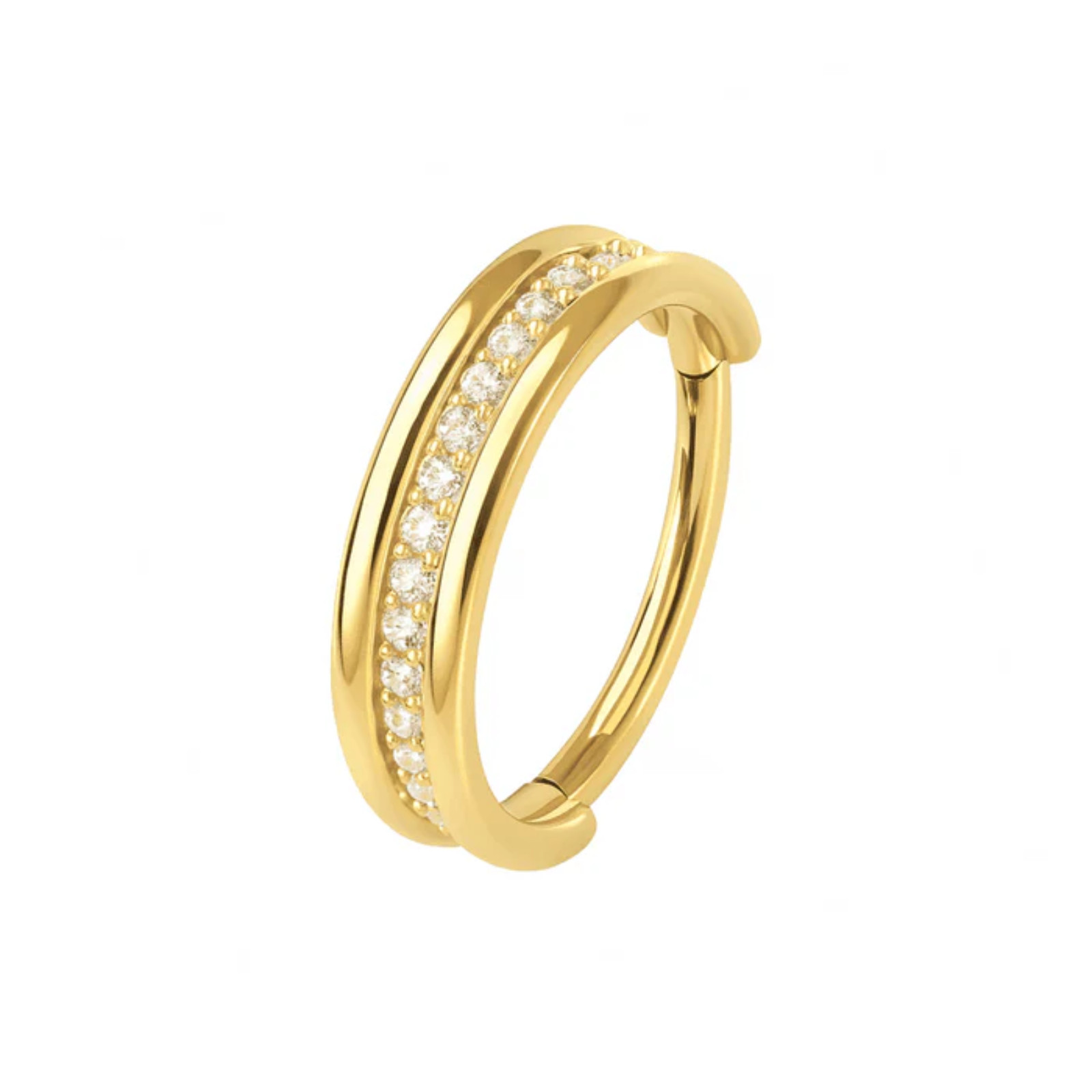 G23 Titanium CZ Jewelled Hinged Clicker Ring Septum Nose Cartilage Hoop