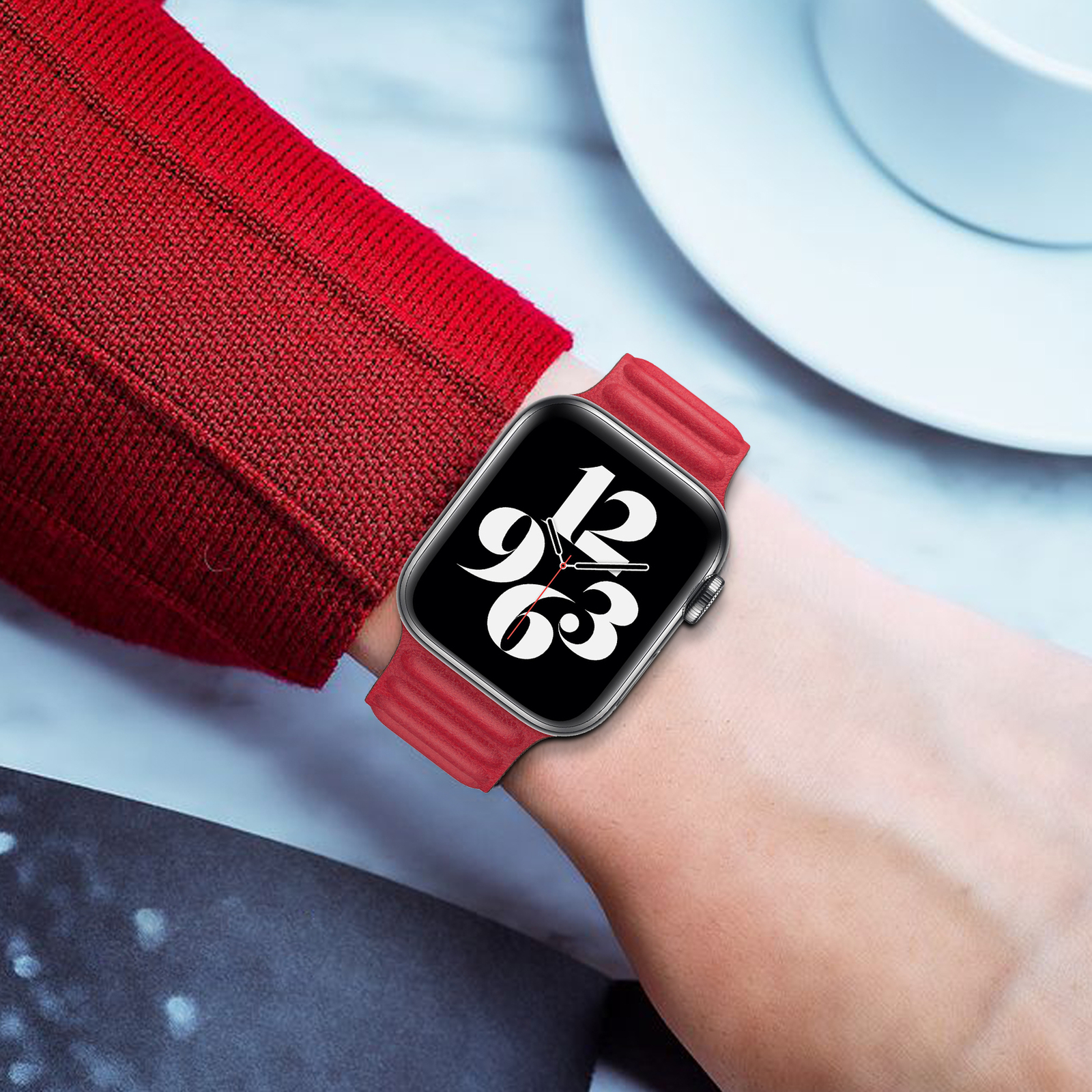 Magnetic Leather Loop Link Strap For Apple Series 10 9 8-2 Watchband 41/42/44mm