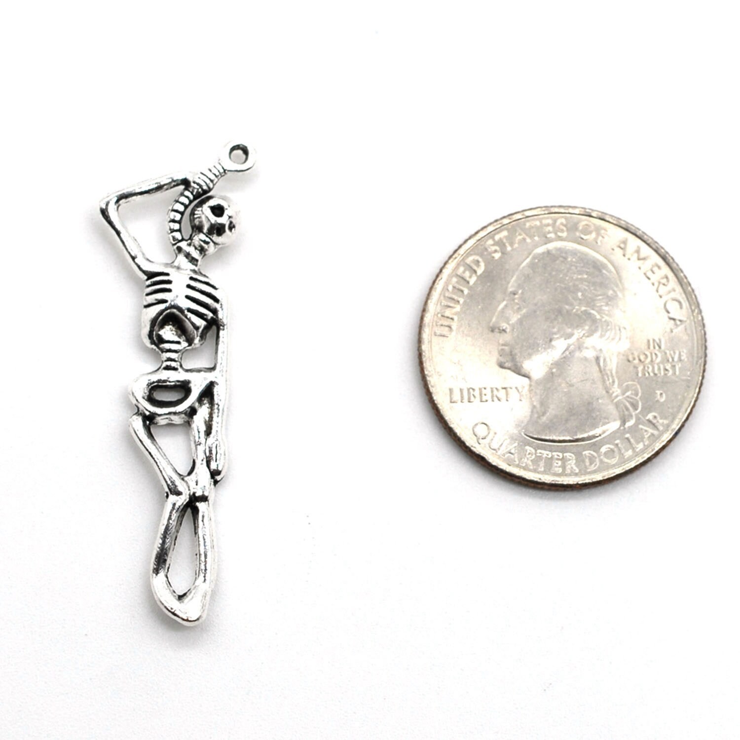 12/30PCS Antique Silver Skeleton Charm Pendant, Halloween Charms Filigree CC55