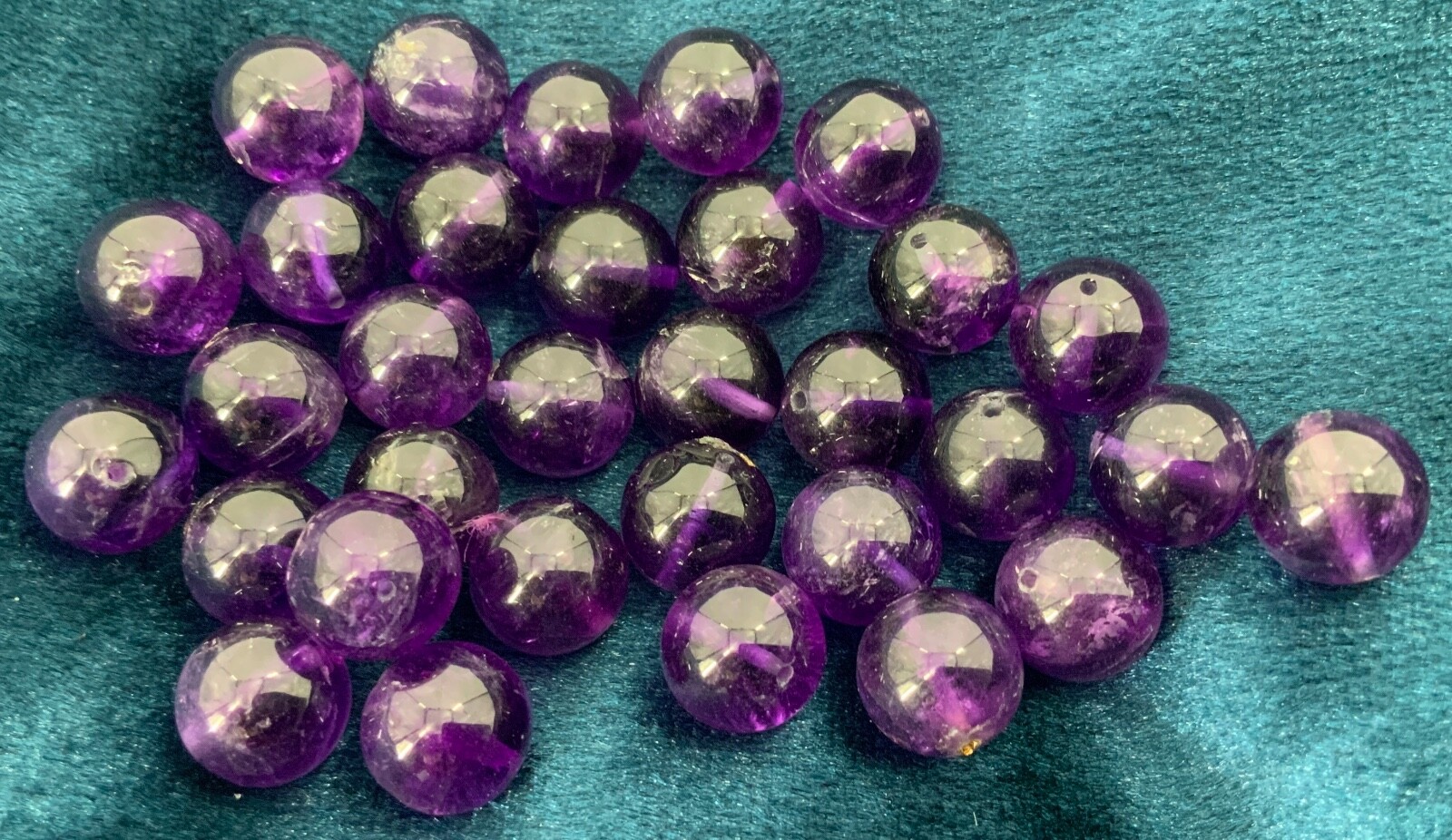 Lot (32) Genuine Amethyst Drilled Loose Jewelry Beads 10.8mm