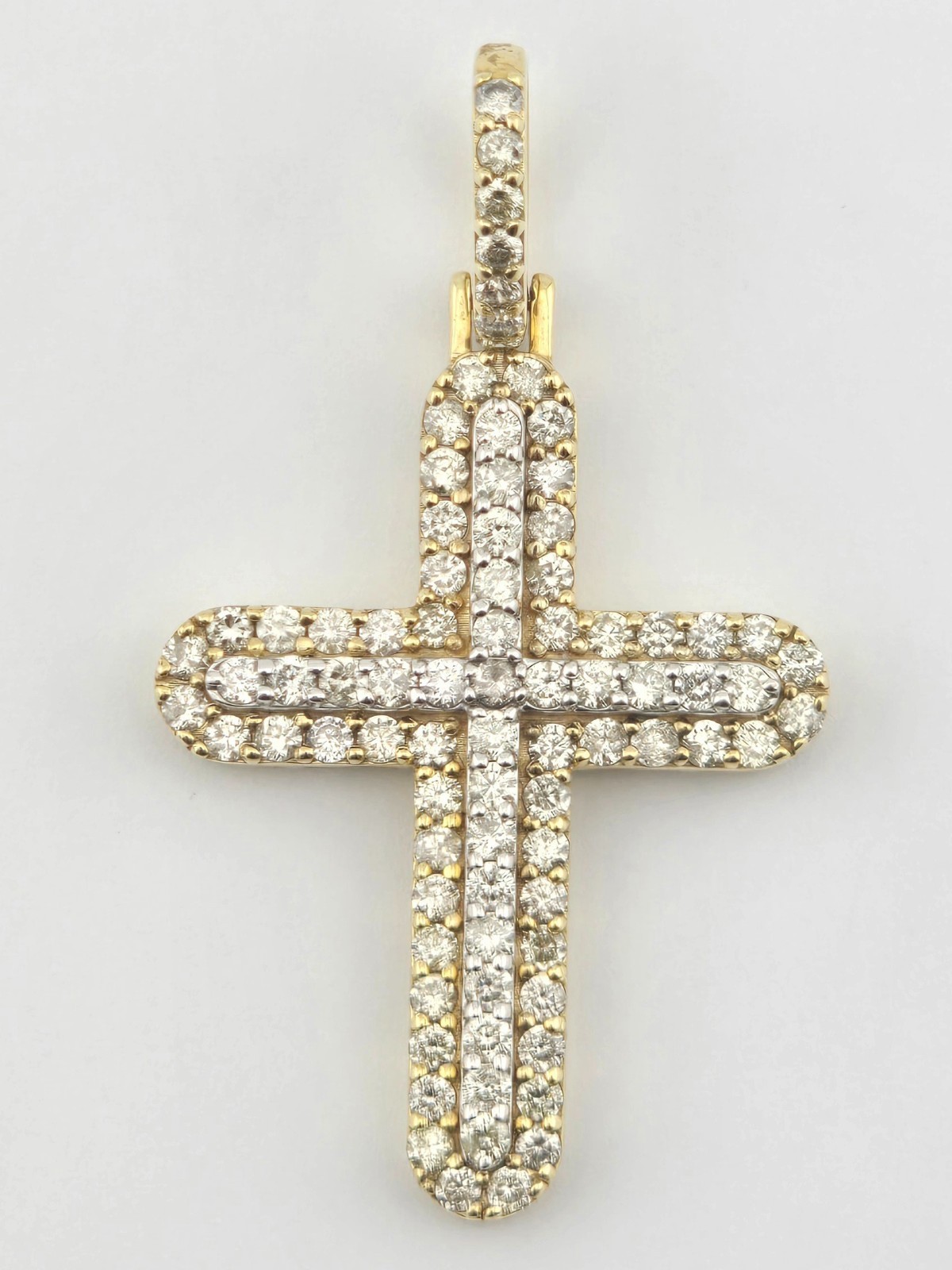 10K YELLOW GOLD ROUND DIAMONDS ~1.60CTW CROSS PENDANT – 409035