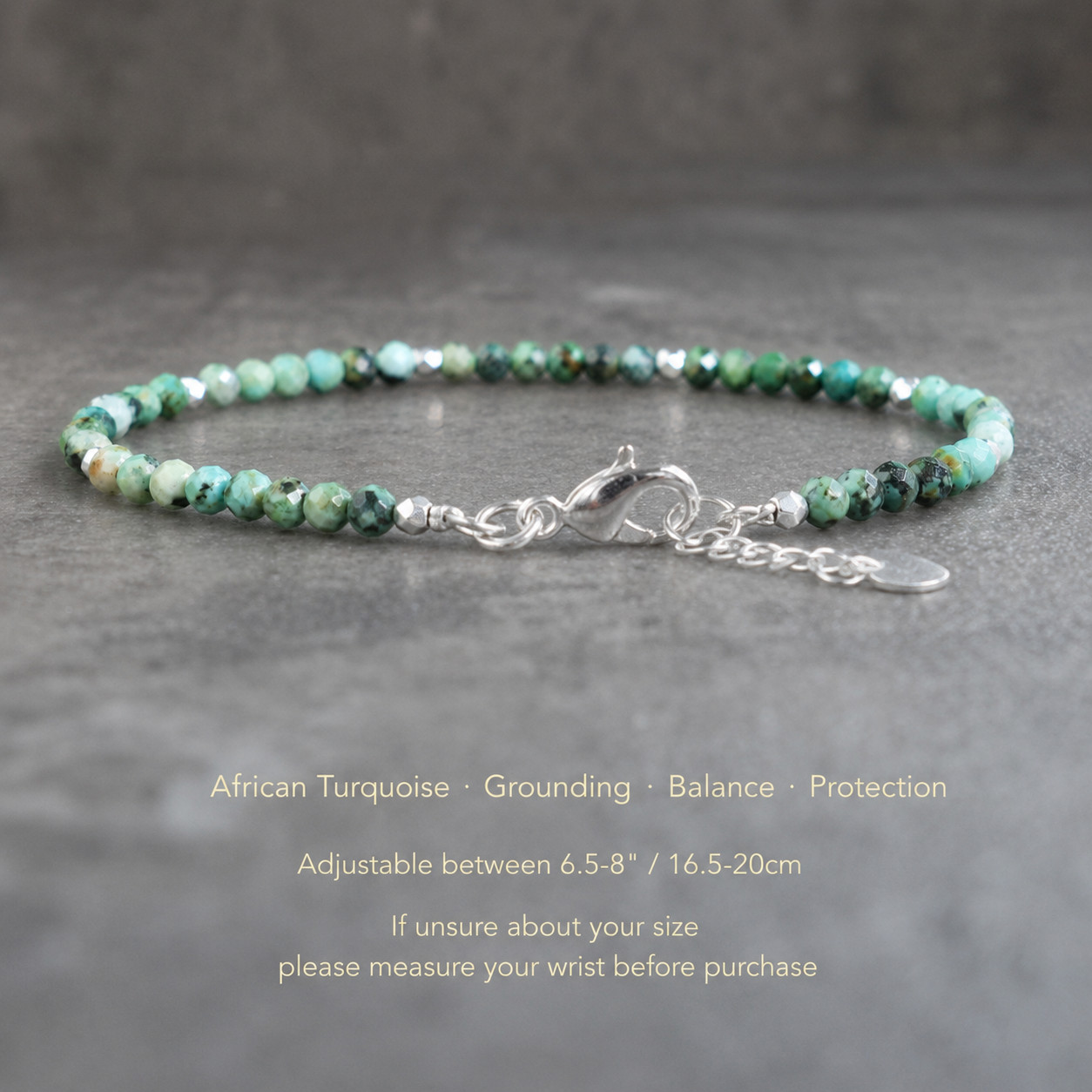Tiny Green African Turquoise Beaded Bracelet Natural Stone Healing Crystal Gift